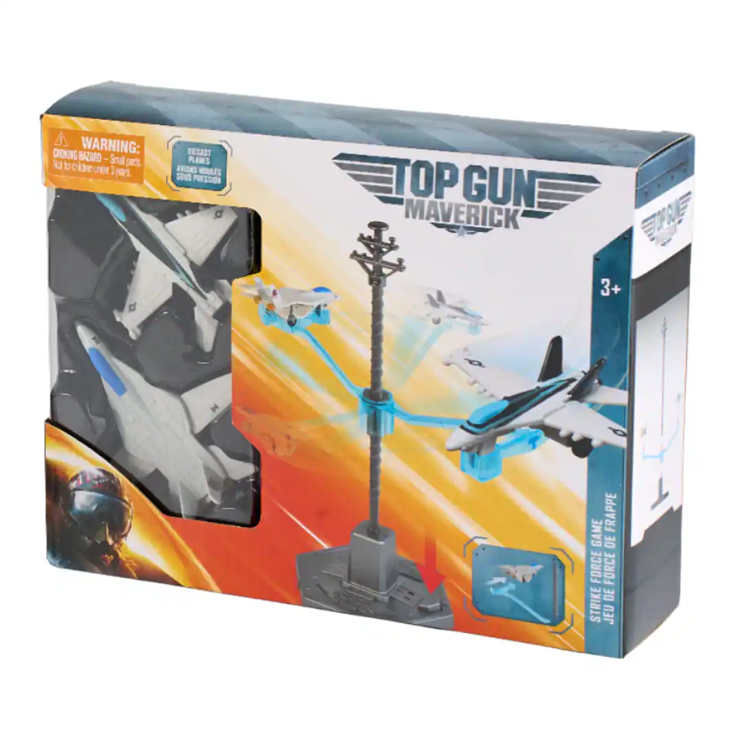 CHOKING WARNING: HAZARD - Small parts. Not for children under 3 years.

DIECAST PLANES AVIONS MOULS SOUS PRESSION

TOP GUN MAVERICK

3+

GAME FORCE STRIKE
DE FRAPPE DE FORCE JEU