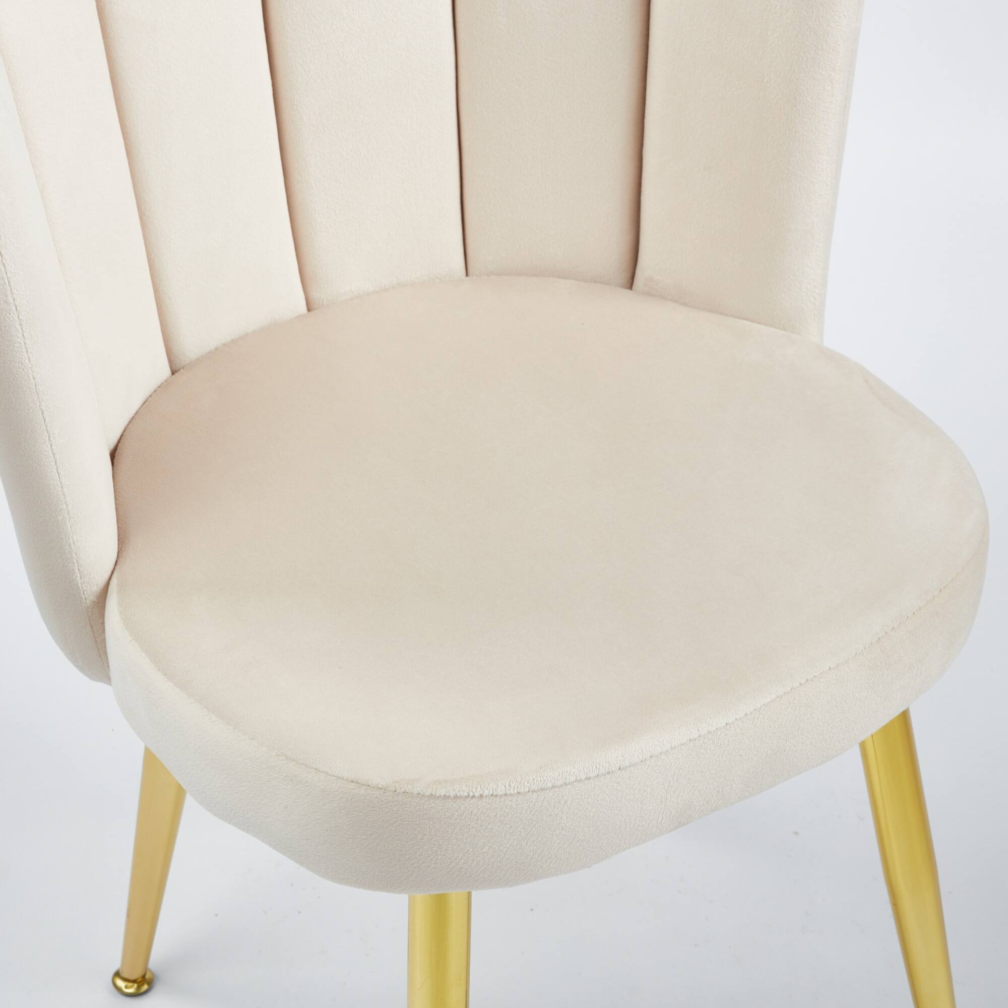 Alt View 4. GOODSILO - Elegant Velvet Dining Chairs Set of 2 with Golden Iron Legs for Modern Living Spaces - White.