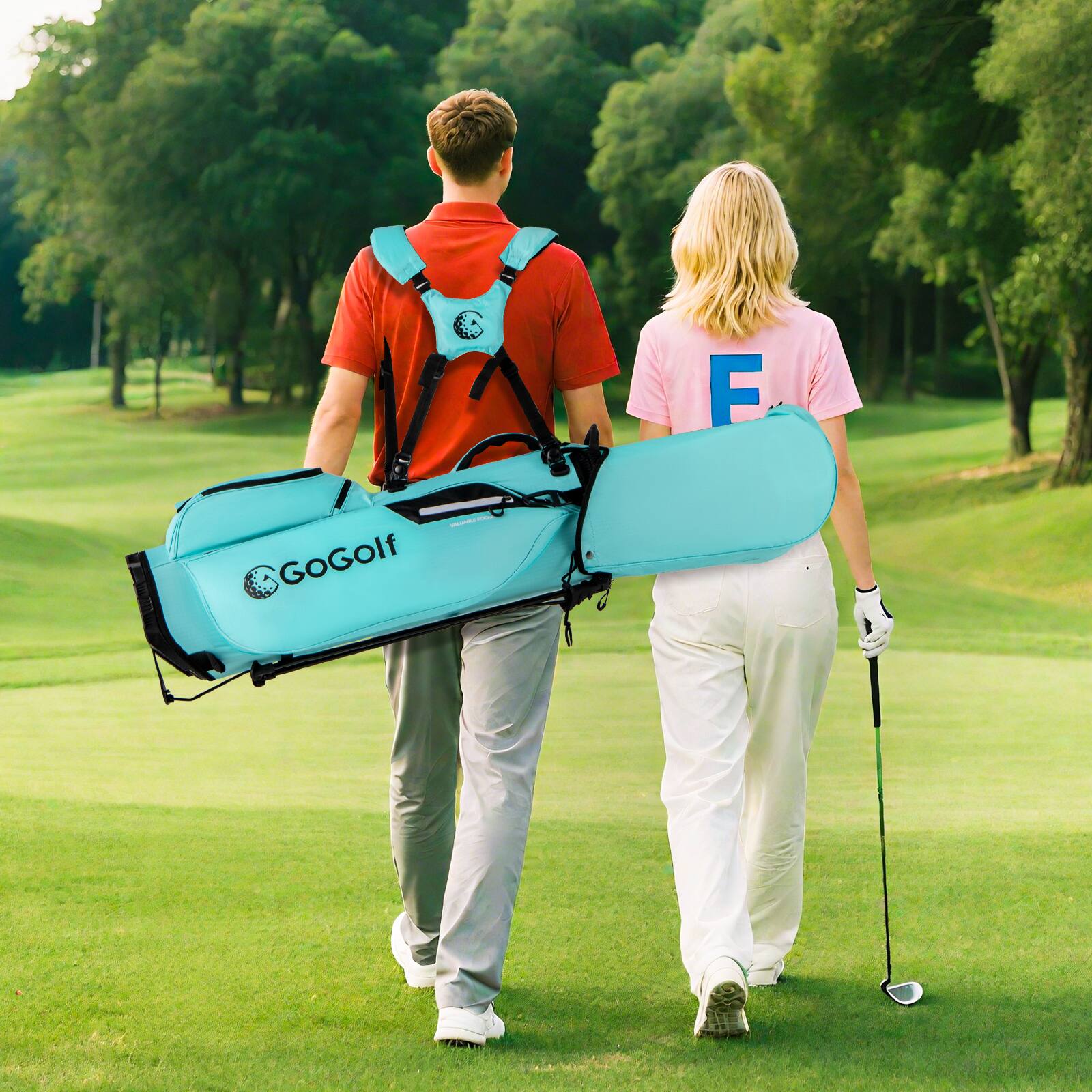 Alt View 3. Gymax - Gymax 8-Way Golf Stand Bag w/ 5 Pockets Lightweight Portable Golf Club Bag Handles - Green.