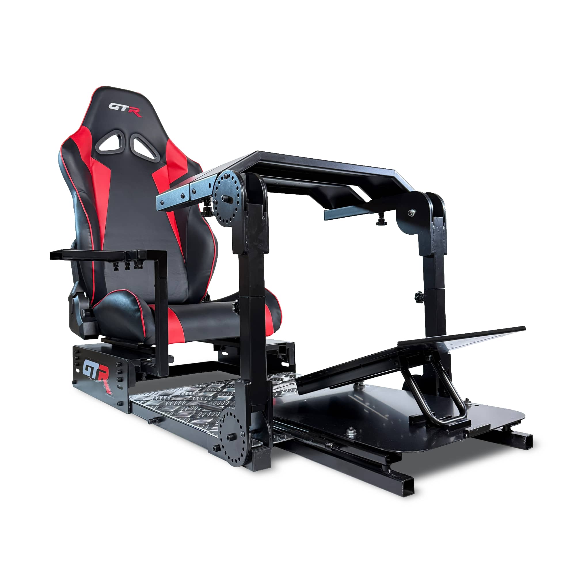GTR Simulator - GTA Pro Racing Cockpit – Direct-Drive Ready, Fully Adjustable Steel Frame – Frame / Black Seat - Silver