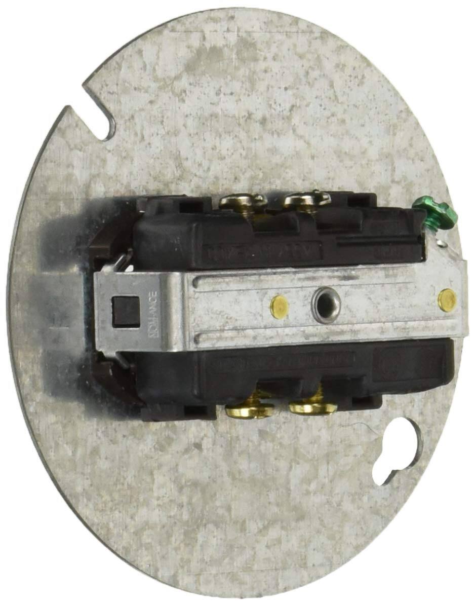 Angle. Leviton - Duplex Receptacle Commercial Specification Grade on 4" Cover, 15A 125V Side-Wire NEMA 5-15R Model 5042 - Black.