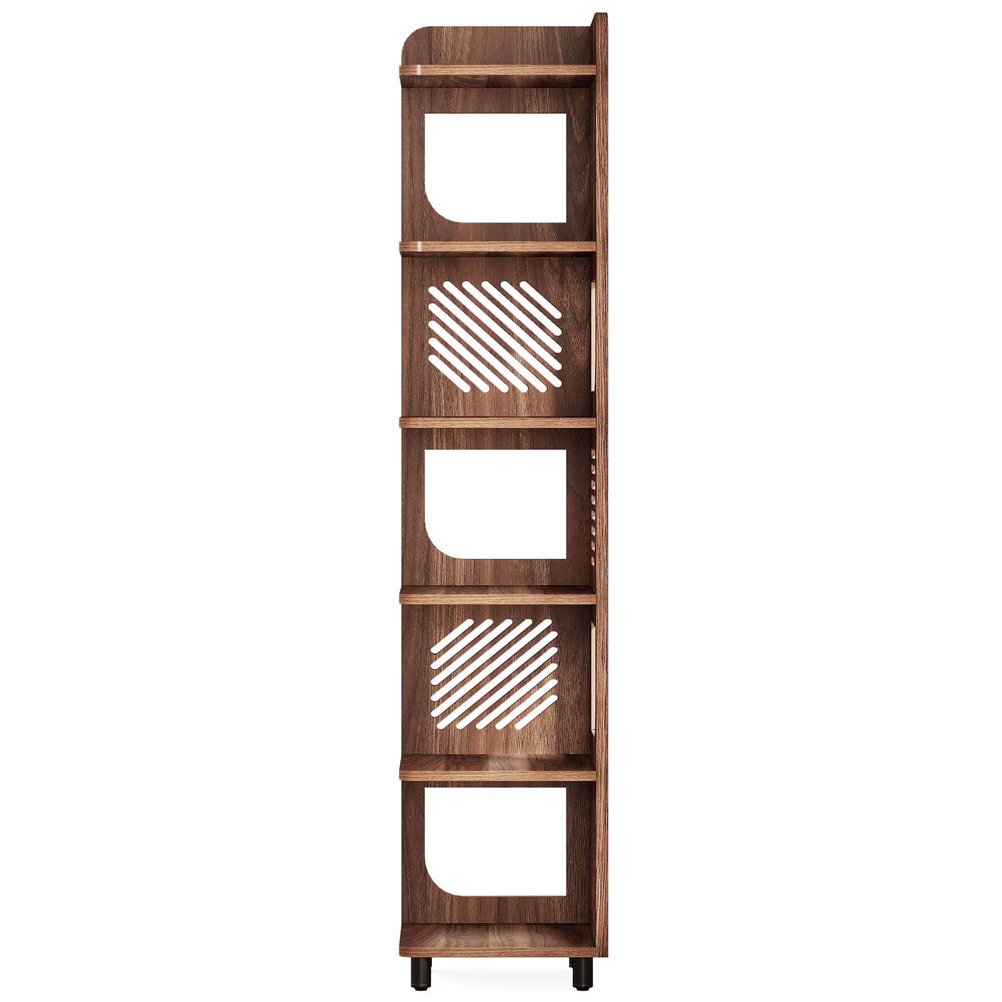 Alt View 4. Kadyn - Kadyn Wooden Corner Display Shelf, 5-Tier Storage for Living Room, Brown, Space-Saving Solution, Brown - Brown.