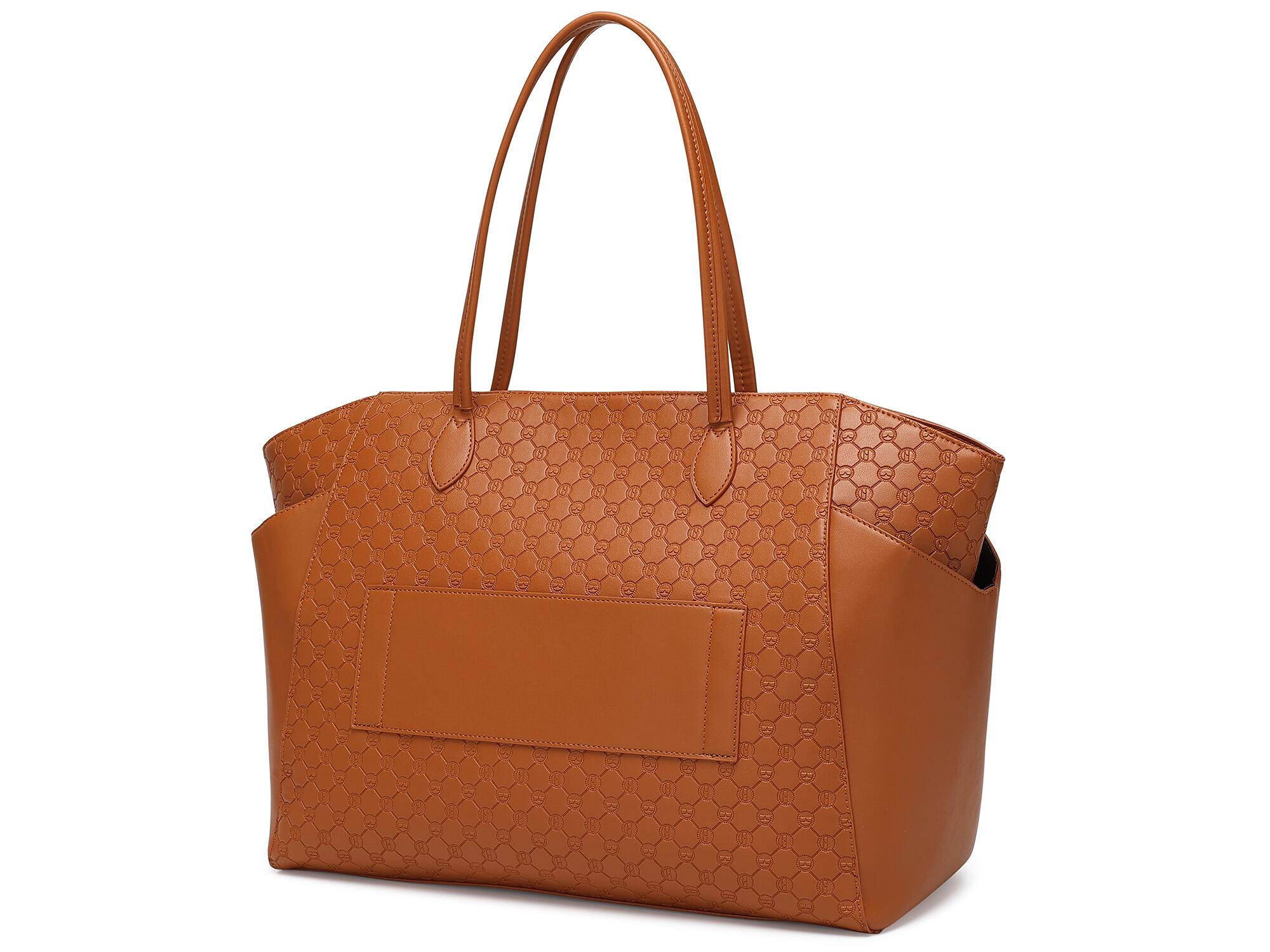 Alt View 4. Elle - ELLE Compass 32L Vegan Leather Monogram Weekender Duffel Bag | Brown - Brown.