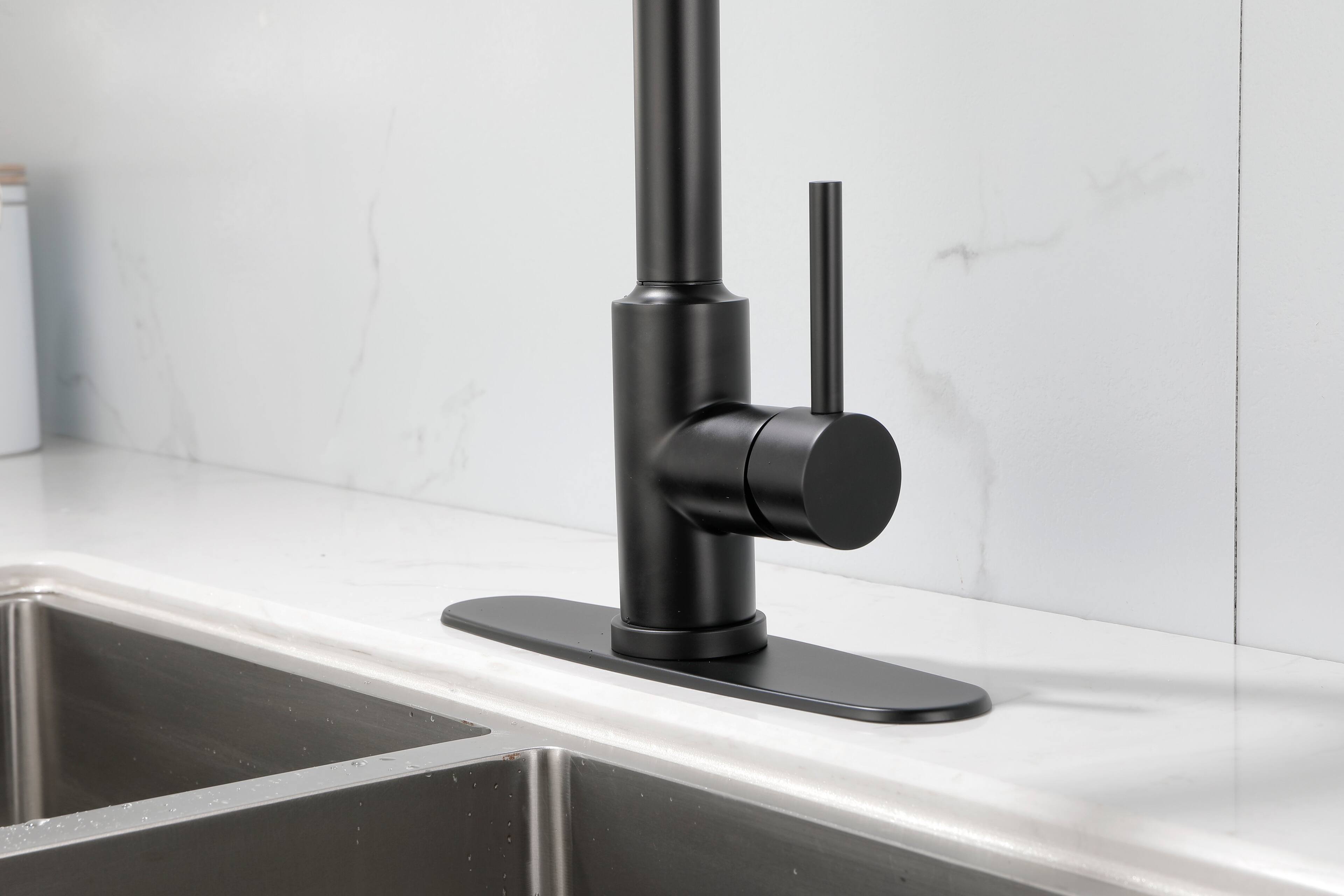 Angle. APRILSOUL - Kitchen Faucet with Pull Down Sprayer - Matt Black.