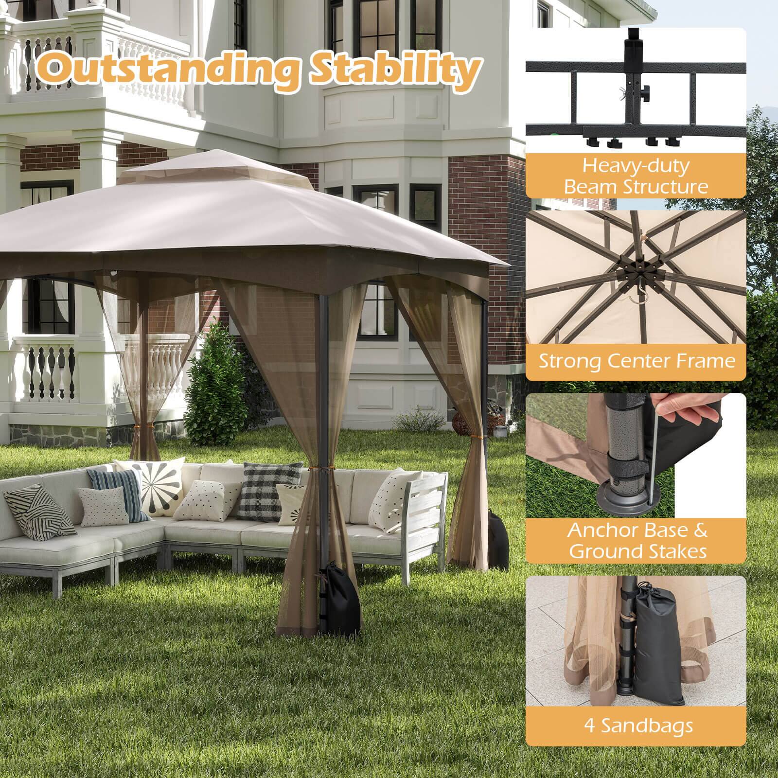 Outstanding Stability

Heavy-duty Beam Structure
Strong Center Frame
Anchor Base & Ground Stakes
4 Sandbags