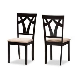 Baxton Studio - Set of 2 Sylvia Modern and Contemporary Fabric Upholstered and Espresso Finished Dining Chairs - Sand/Espresso Brown