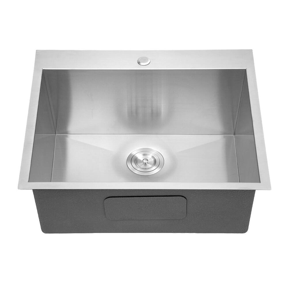 Front. Siljoy - Laundry Sink Drop In - 25"x22" 16 Gauge Stainless Steel Drop In Topmount 12 Inch Deep Single Bowl Above Counter Basin - Brushed Nickel.