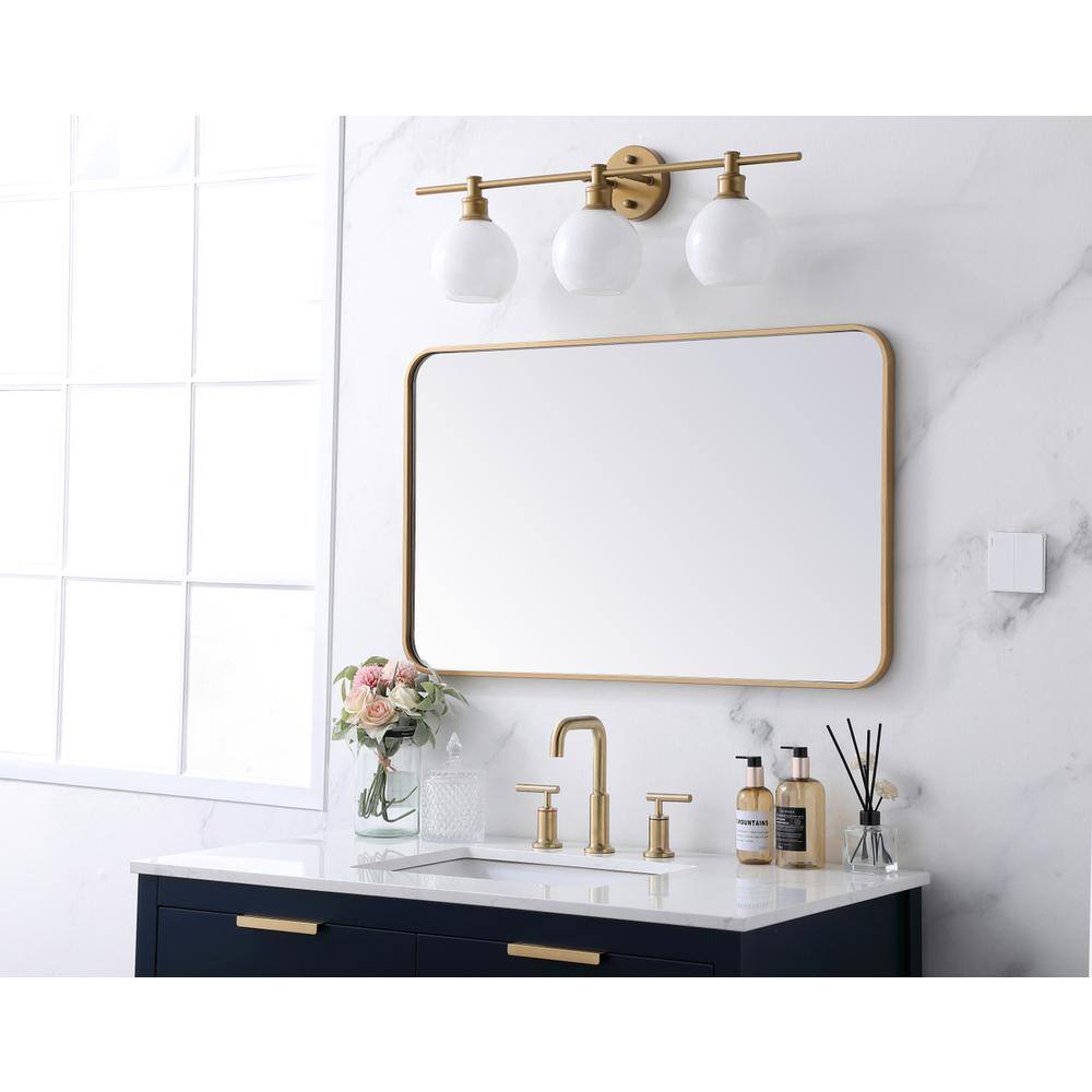 Alt View 7. Elegant Decor - Soft corner metal rectangular mirror 22x36 inch in Brass - Brass.