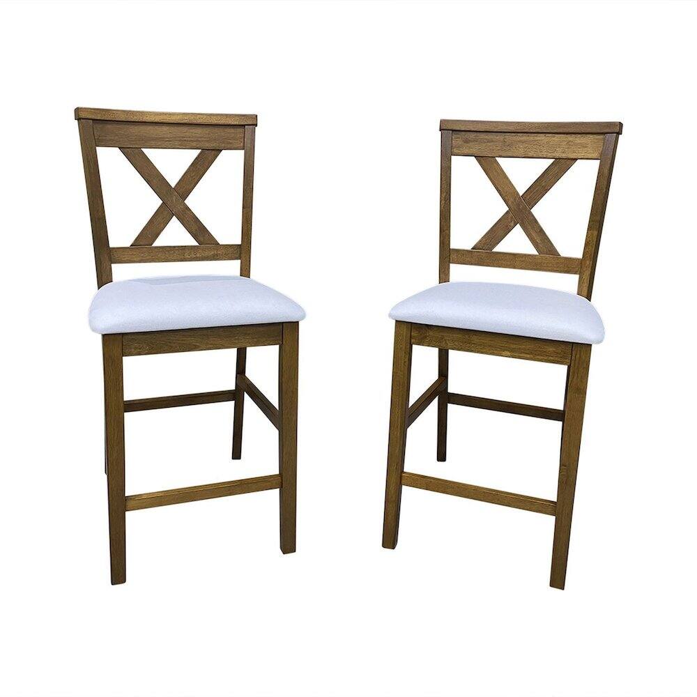 Angle. Carolina Chair & Table - Taylor X-Back Counter Stools - Set of 2 - Golden Oak/White - Golden Oak, White.