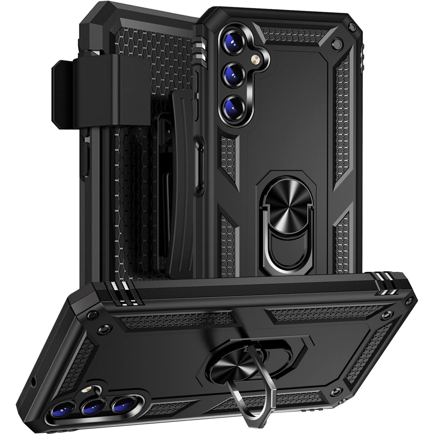 Alt View 12. SaharaCase - Military Kickstand Series with Belt Clip Case for Samsung Galaxy A14 5G - Black.