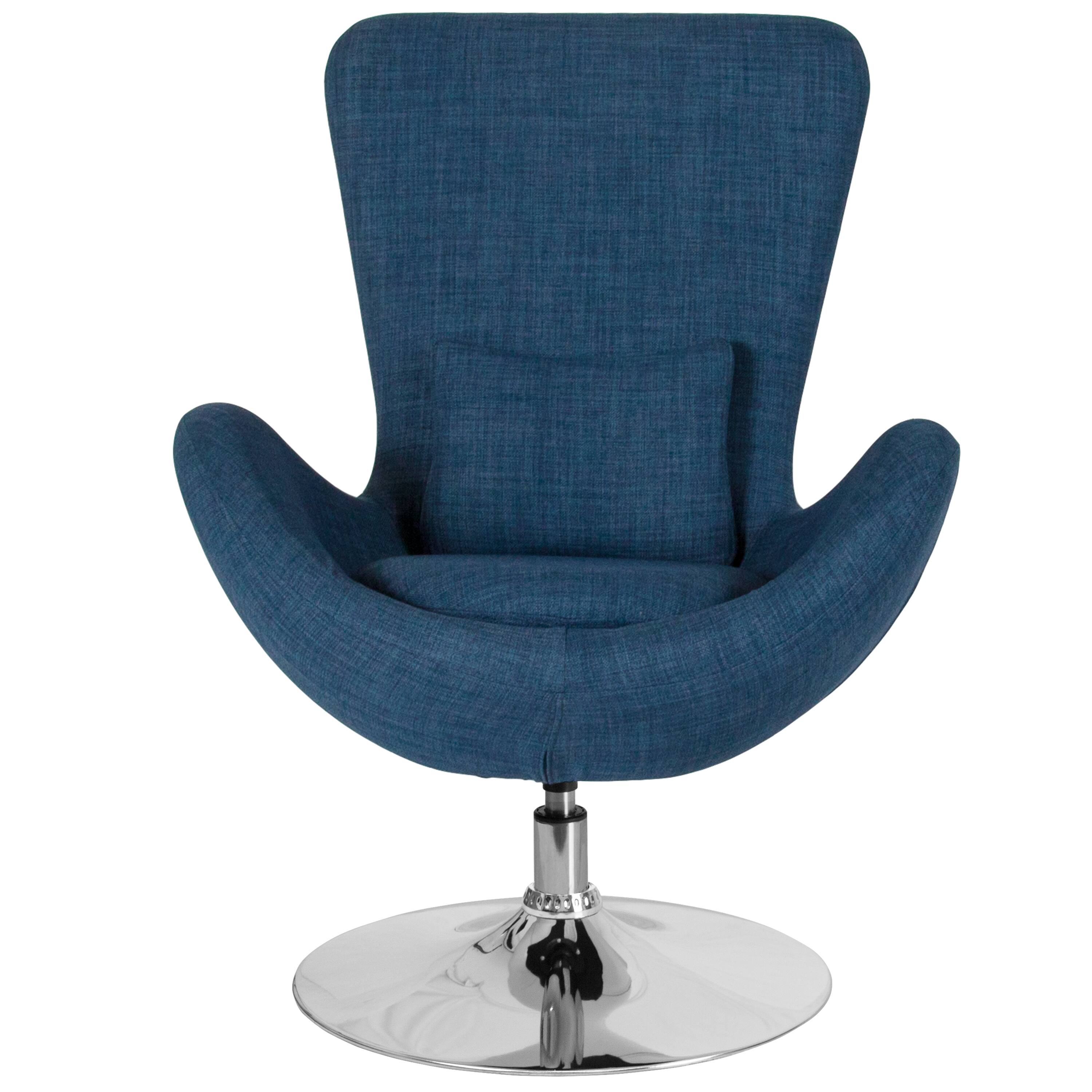 Alt View 7. Emma + Oliver - Swiveling Side Reception Chair with Back Pillow - Blue Fabric.