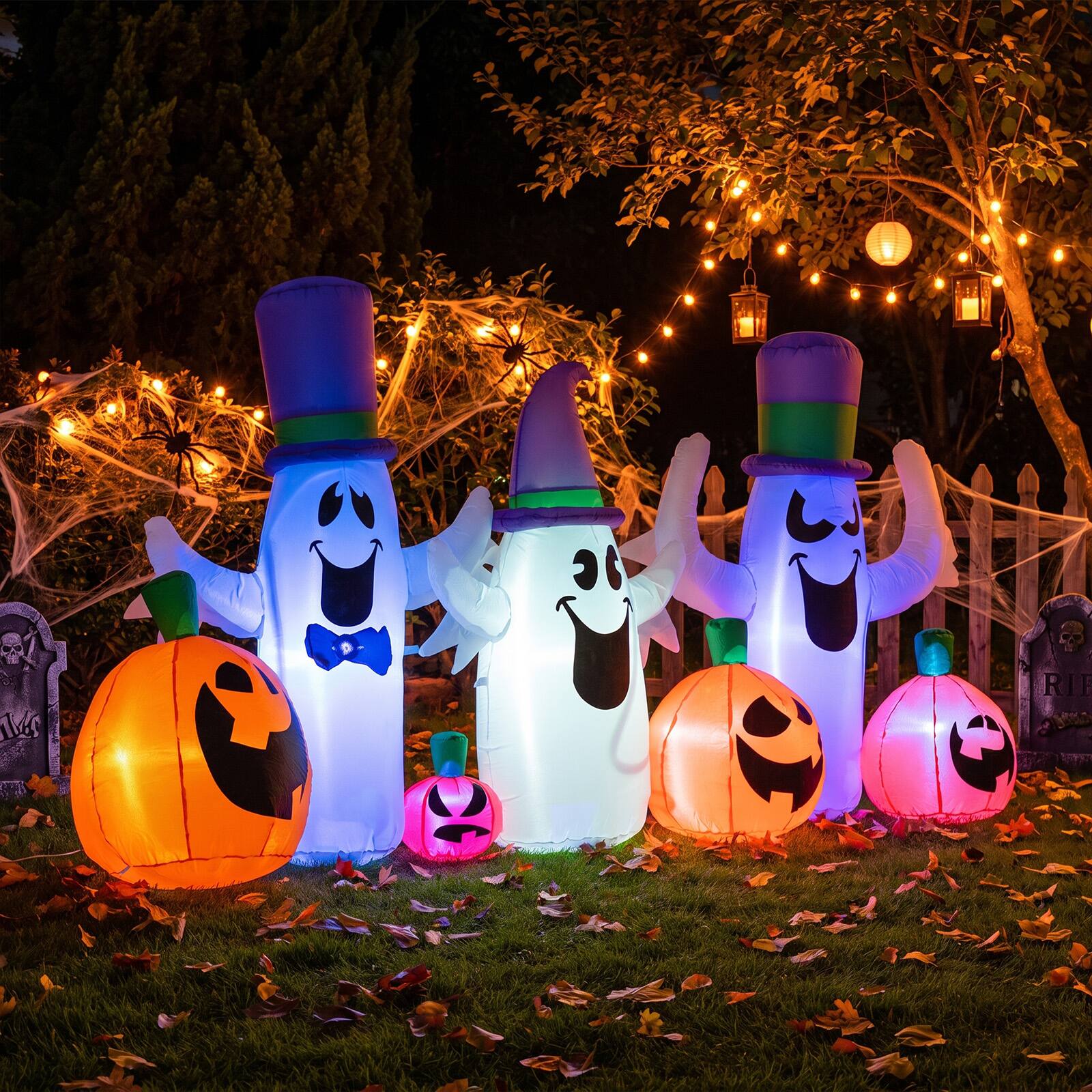 Alt View 3. Costway - Costway 8 FT Halloween Outdoor Inflatables with Built-in RGB LED Lights for Holiday Party - MultiColor.