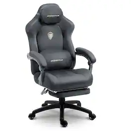 Dowinx - Gaming Chair Big and Tall, Suede Fabric Game Chair with Pocket Spring Cushion, High Back Ergonomic Office Chair - Gray