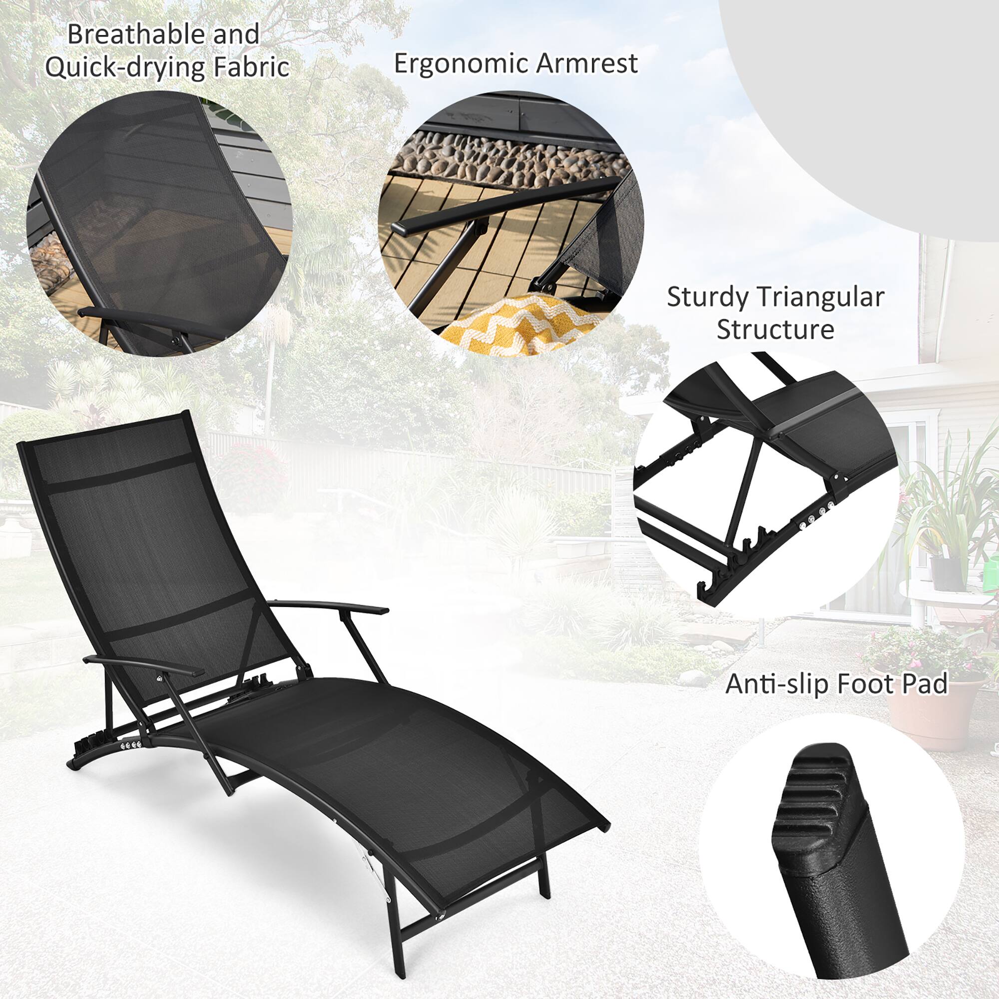 Breathable and Quick-drying Fabric, Ergonomic Armrest, Sturdy Triangular Structure, Anti-slip Foot Pad