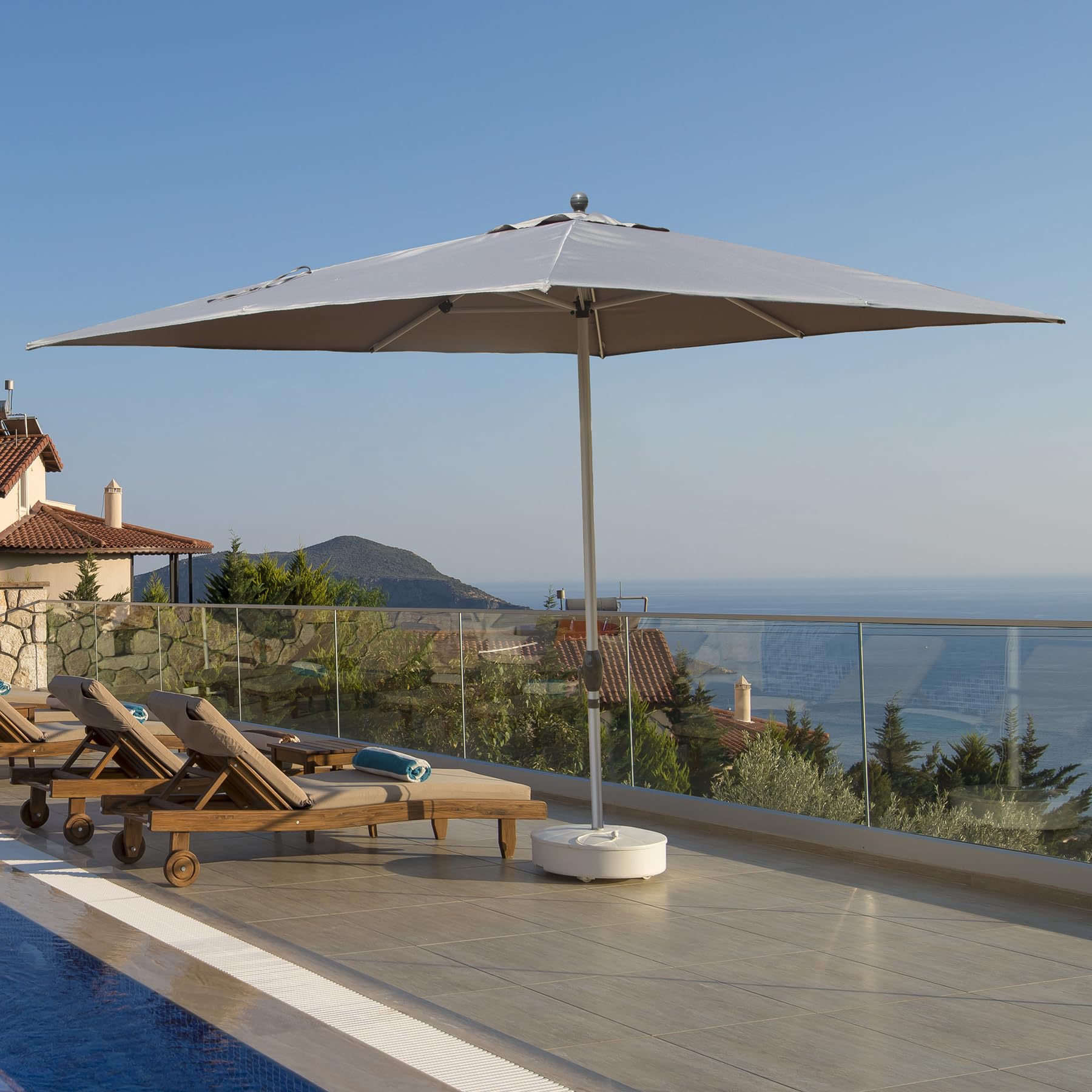 Alt View 9. Ecooso - Rectangle Patio Umbrella with Crank Lift and Tilt Function, (Base not included) - Grey.