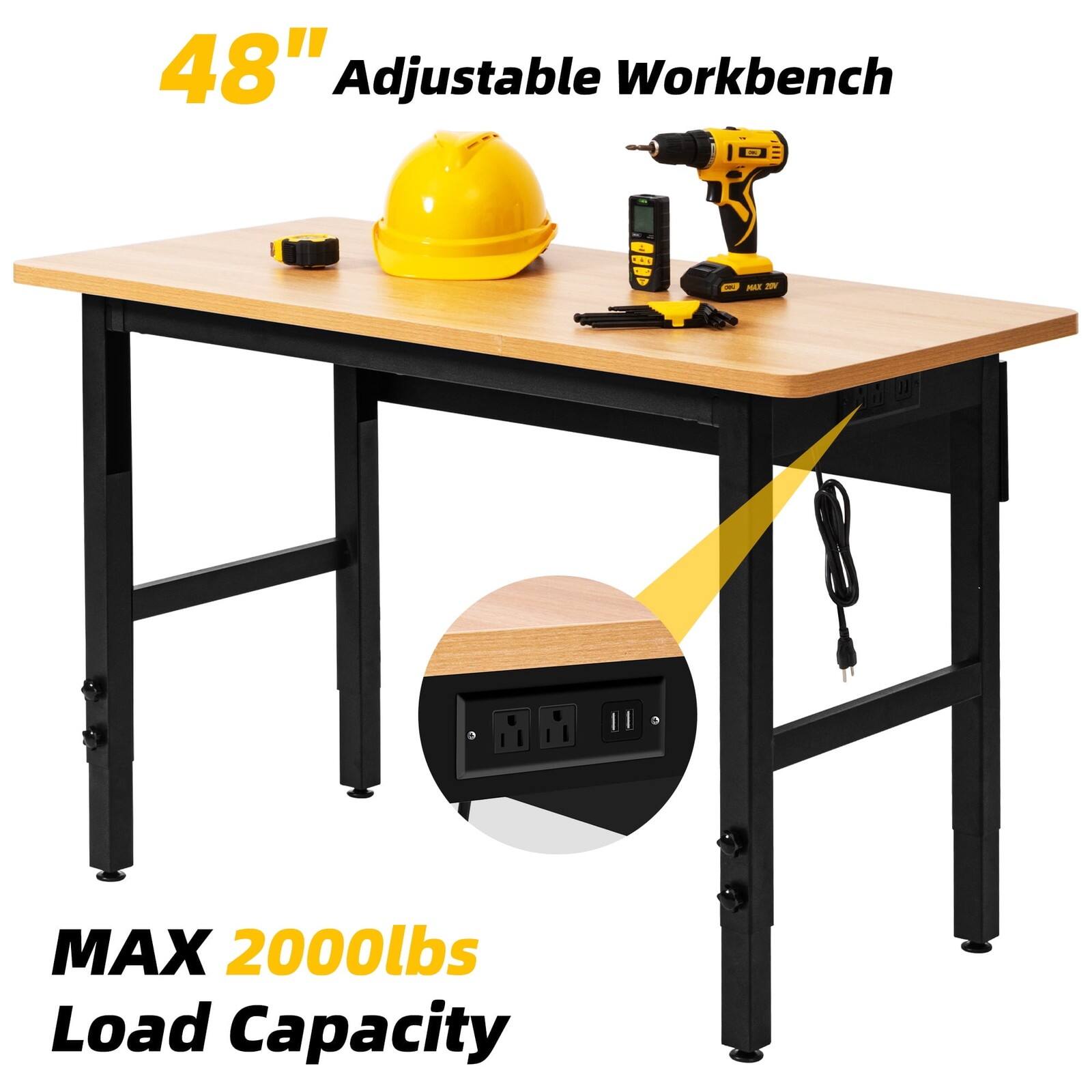 48" Adjustable Workbench - MAX 2000lbs Load Capacity