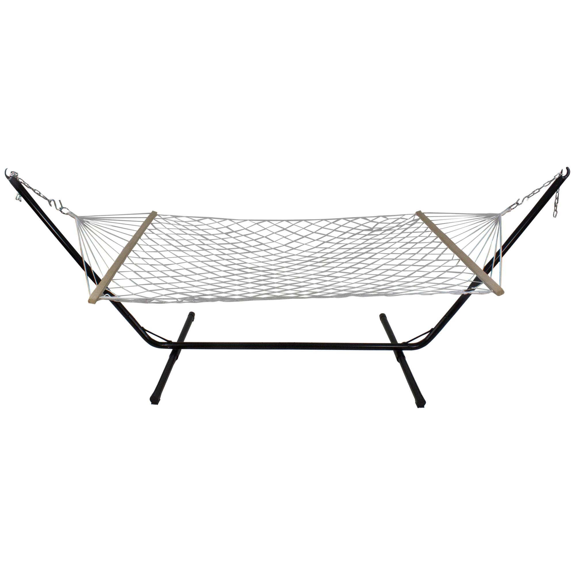Northlight Lattice Pattern Rope Hammock with Wooden Bars 78