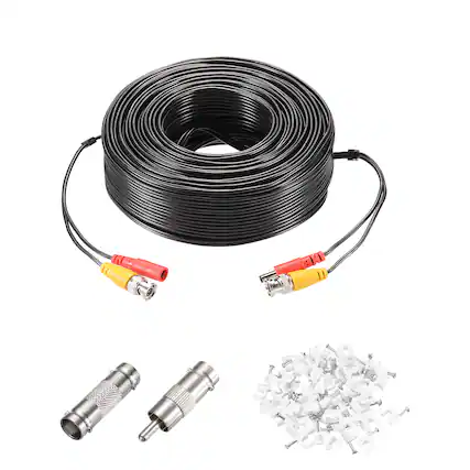 Front. Unique Bargains - BNC Video Power Cable, 1 Set, All-in-One CCTV Camera Extension Cord - Black.