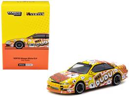 Tarmac Works - Nissan Silvia S14 Vertex RHD Hai Dudu IMX Special Edition Yellow-Orange Graphics Global64 1/64 Scale Model Car - Yellow and Orange