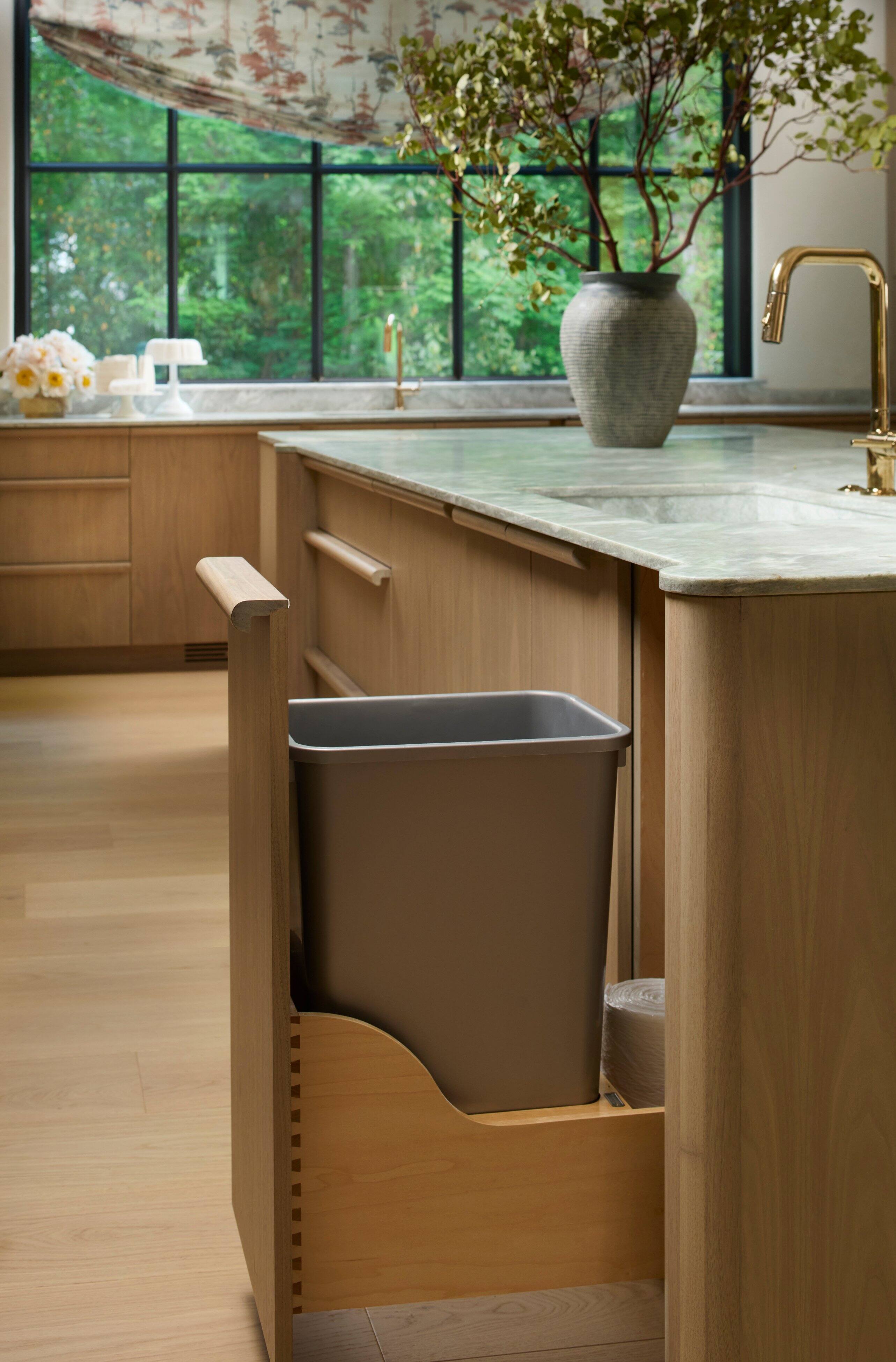 Alt View 1. Rev-A-Shelf - Rev-A-Shelf Single Pullout Trash Can 50 Qt w/ Soft-Close Slides, 4WCSC-1550DM-1 - Natural Maple.