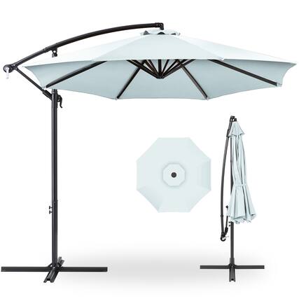 Front. Best Choice Products - Best Choice Products 10ft Offset Hanging Outdoor Market Patio Umbrella w/ Easy Tilt Adjustment - Baby Blue - Baby Blue.