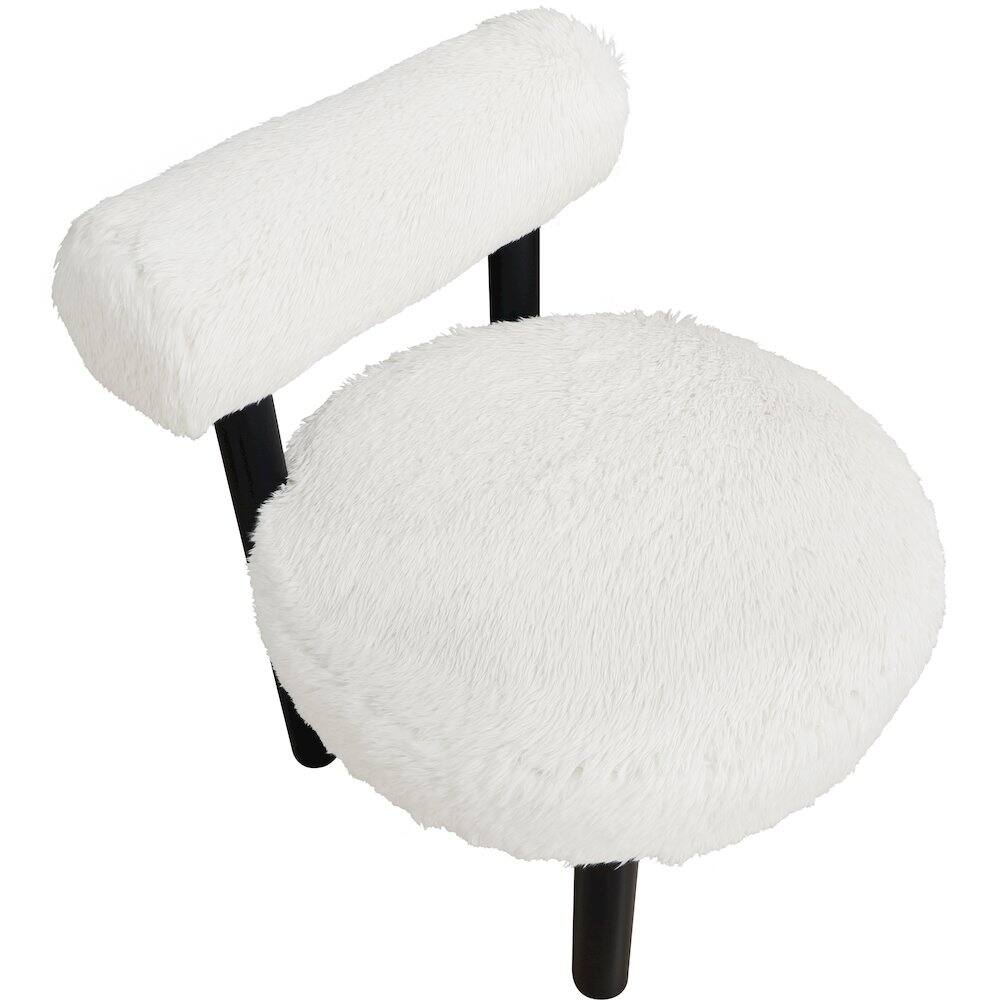 Alt View 4. Meridian Furniture - Ambre Cream Vegan Shearling Fabric Upholstered Accent Chair - Black.