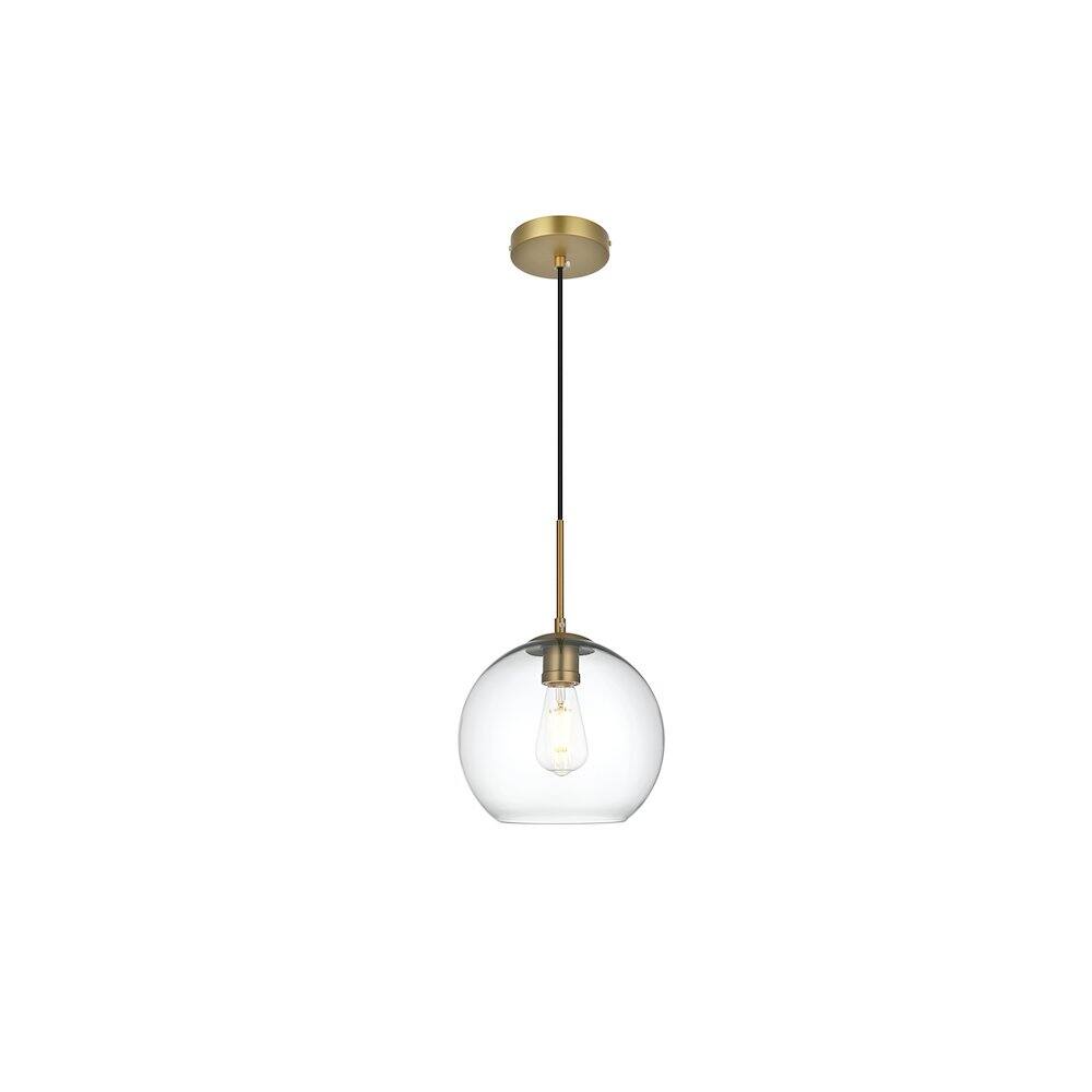 Alt View 1. Living District - Baxter 10 Inch Pendant Clear Shade in Satin Gold - Satin Gold And Clear.
