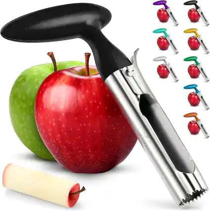 Front. Zulay Kitchen - Zulay Kitchen Premium Apple Corer Tool - Ultra Sharp, Stainless Steel, Serrated Blades for Easy Coring - Black.