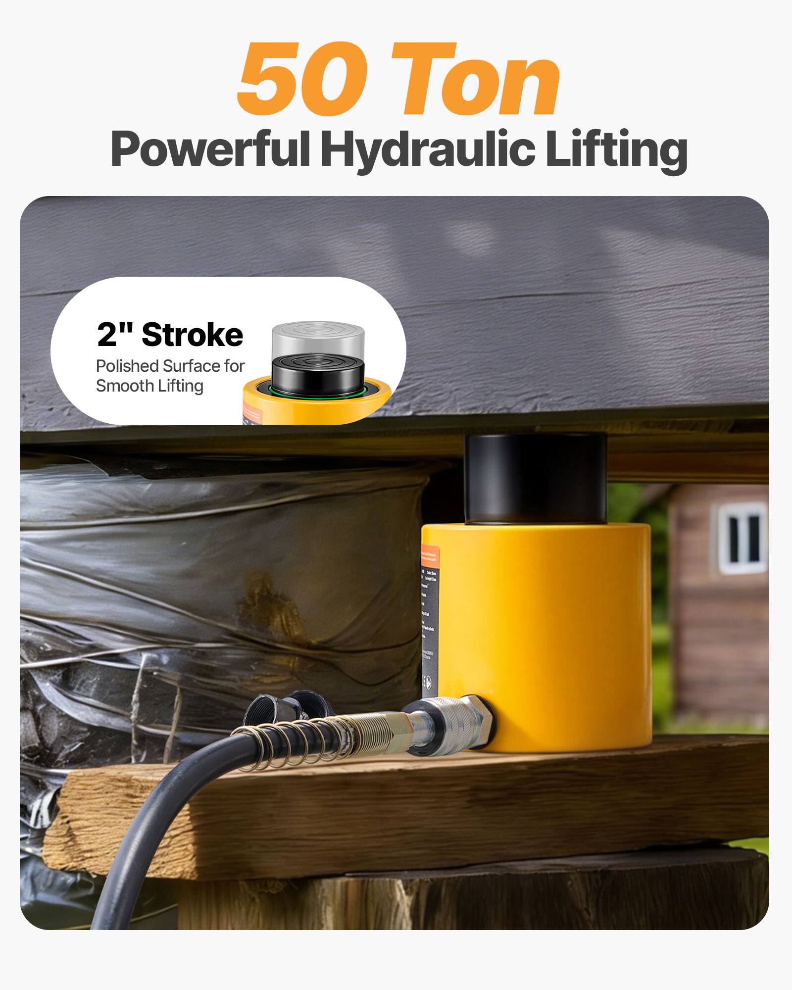 50 Ton Powerful Hydraulic Lifting  
2" Stroke  
Polished Surface for Smooth Lifting