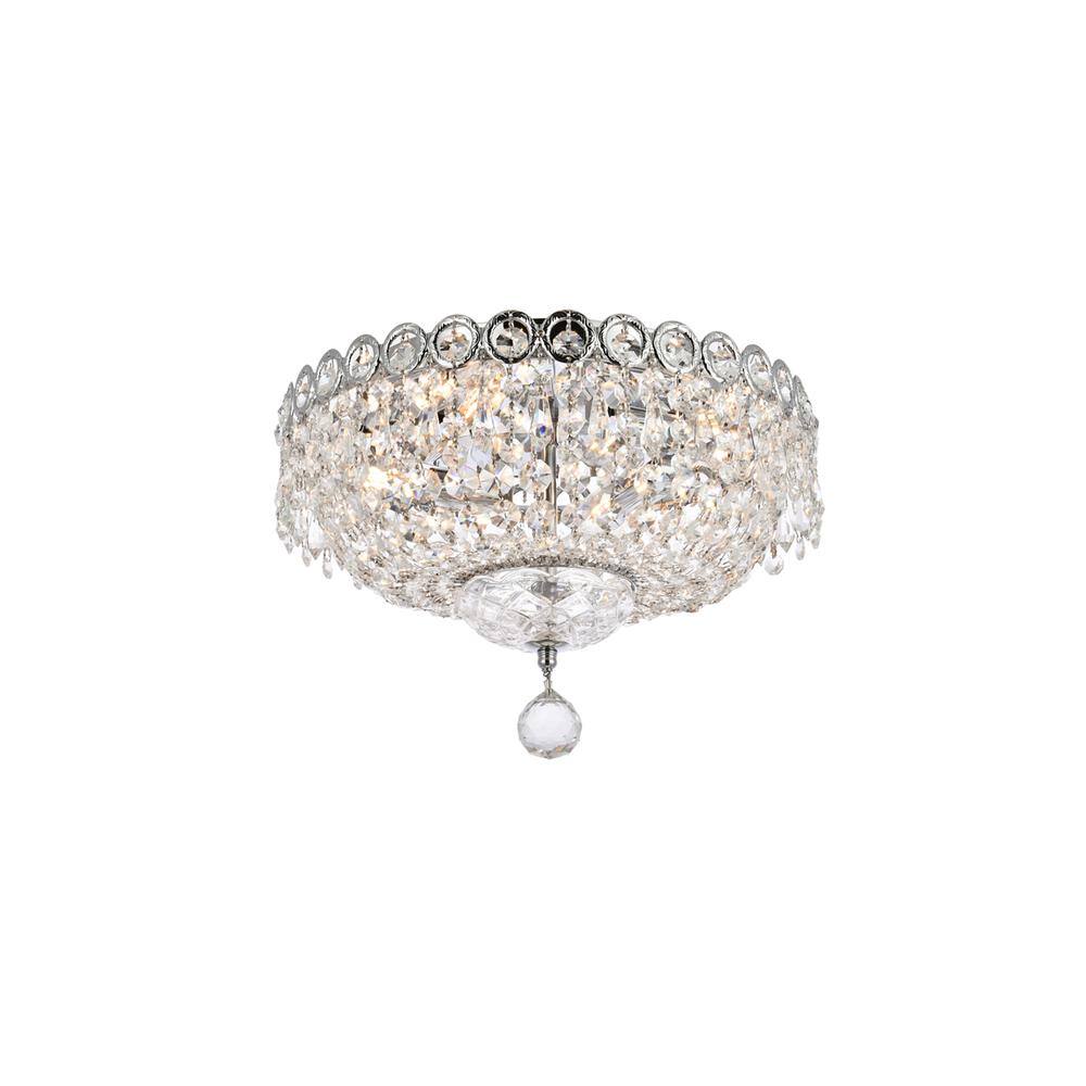 Alt View 4. Elegant Lighting - Century 4 light Chrome Flush Mount Clear Royal Cut Crystal - Chrome.