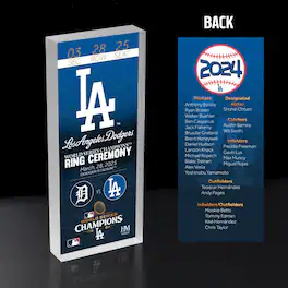 Highland Mint - Los Angeles Dodgers 2024 World Series Champions Ring Ceremony 2" x 6" 3D Acrylic Ticket Block Art - Multicolor