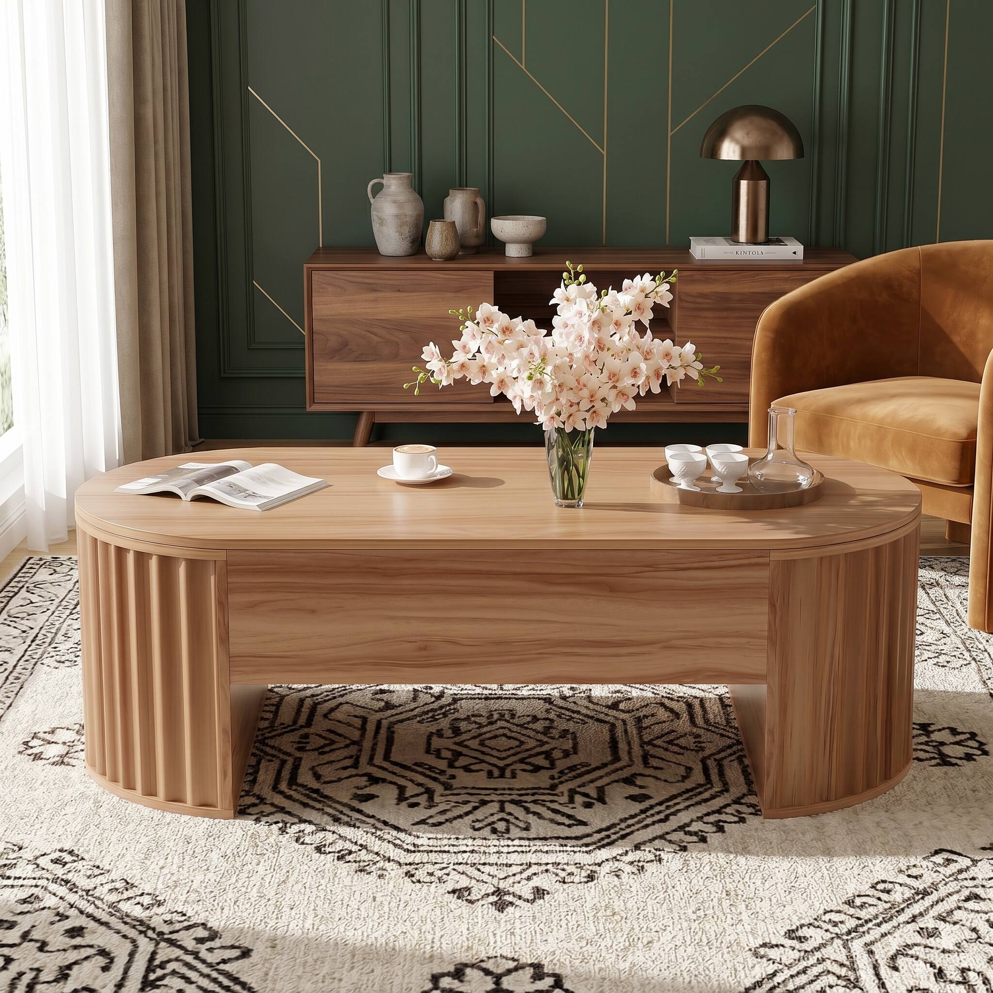 Alt View 9. Forest'nSky - Acacia Wood 47.2''Lift Top Coffee Table with Hidden Compartment for Home Living Room - Acacia Wood.