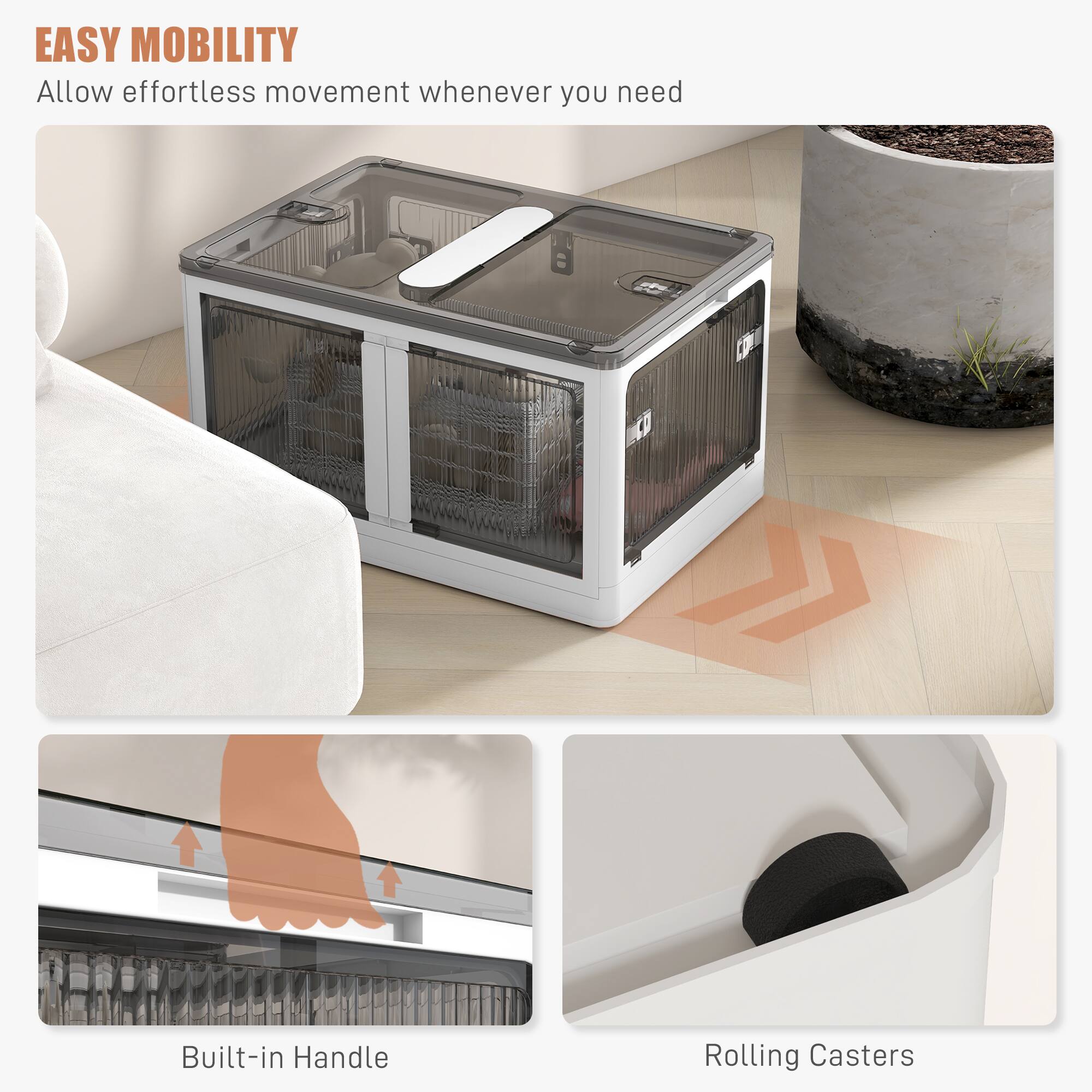 EASY MOBILITY
Allow effortless movement whenever you need
Built-in Handle
Rolling Casters