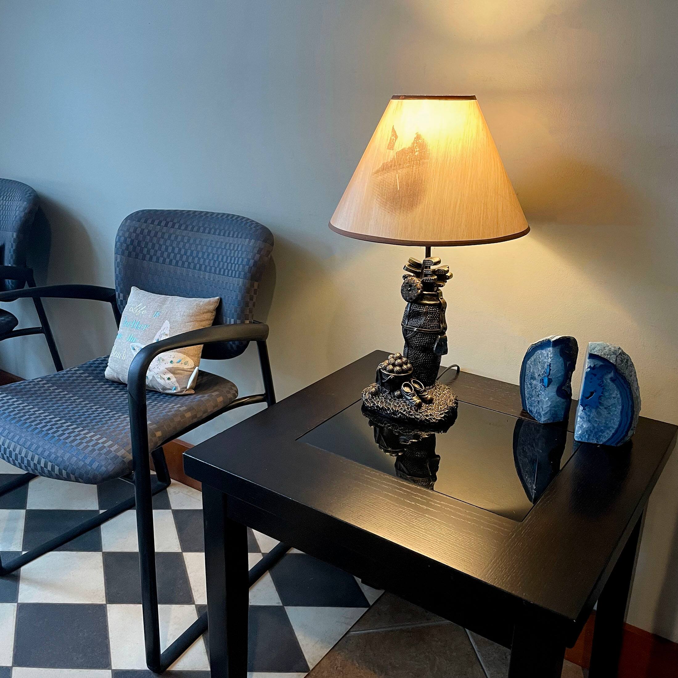 Alt View 3. Zeckos - Golf Lovers Tee Light Golf Bag Table Lamp w/Decorative Shade - Brown.