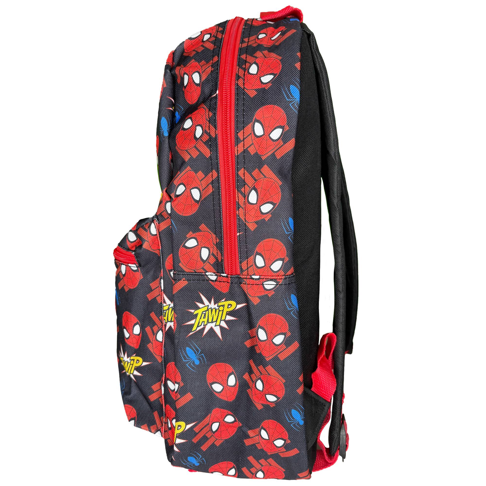 Alt View 3. UPD - Spiderman Heads All Over Nylon Kids Backpack 16" School Bookbag for and Boys - Multicolored.