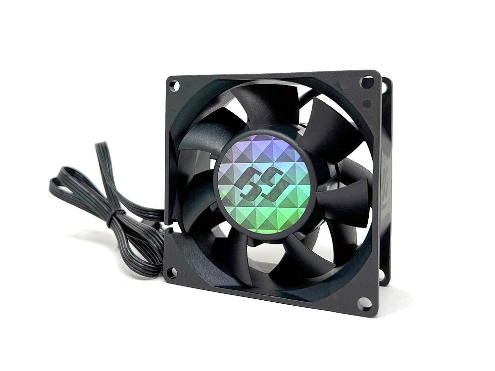 Angle. Bluegears - b-BlasterPWM 80x38mm 2Ball PWM High Speed Fan ranging 500 to 5000 RPM with 108 CFM. UL, CE, FCC, RoHS, Reach Certified - Black.
