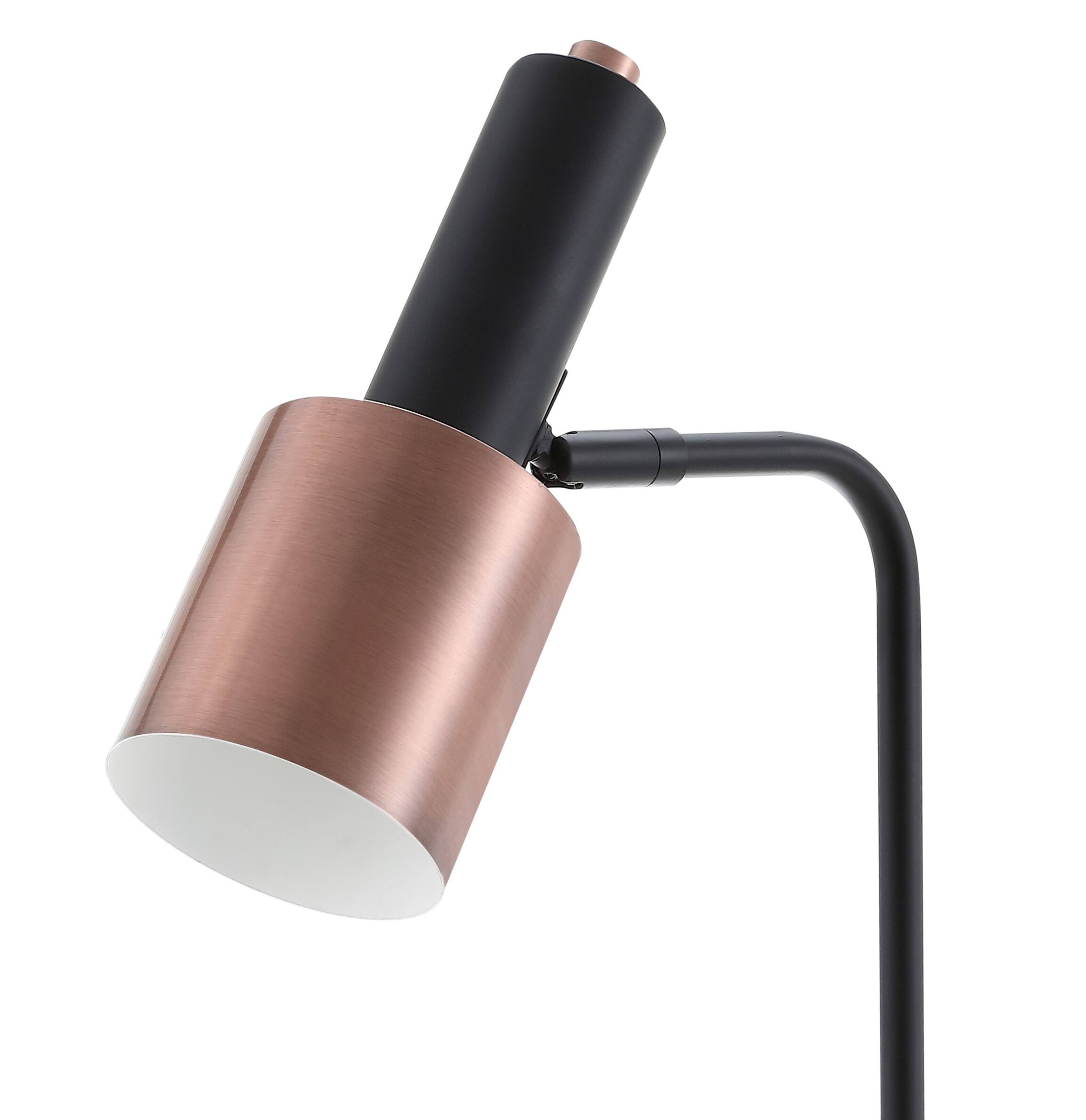 Alt View 4. Jonathan Y - Brady 22" Metal LED Task Table Lamp, Copper/Black - Copper/Black.