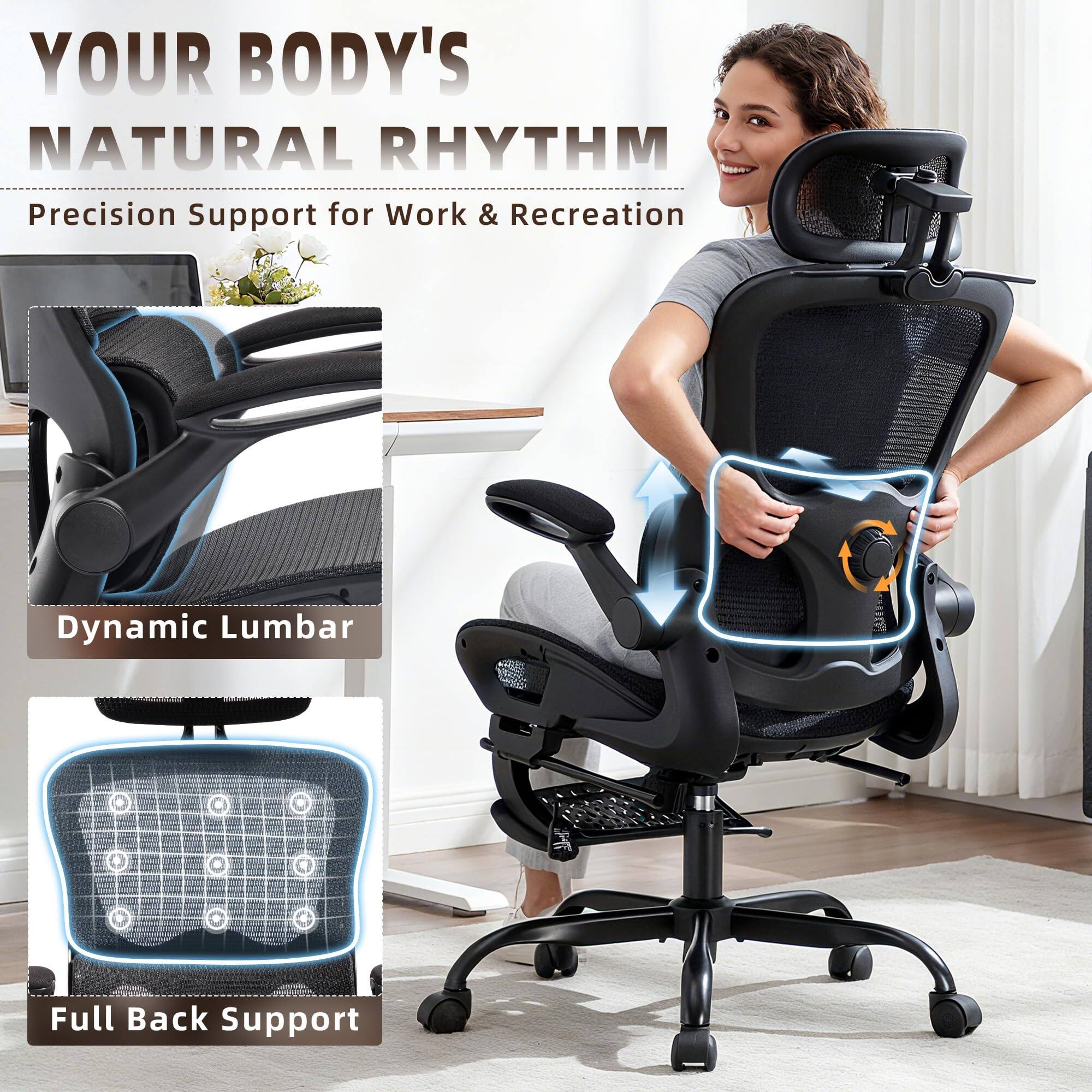 YOUR BODY'S NATURAL RHYTHM

Precision Support for Work & Recreation

Dynamic Lumbar

Full Back Support