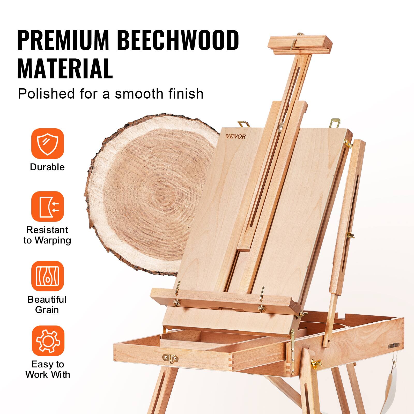 PREMIUM BEECHWOOD MATERIAL  
Polished for a smooth finish  

- Durable  
- Resistant to Warping  
- Beautiful Grain  
- Easy to Work With