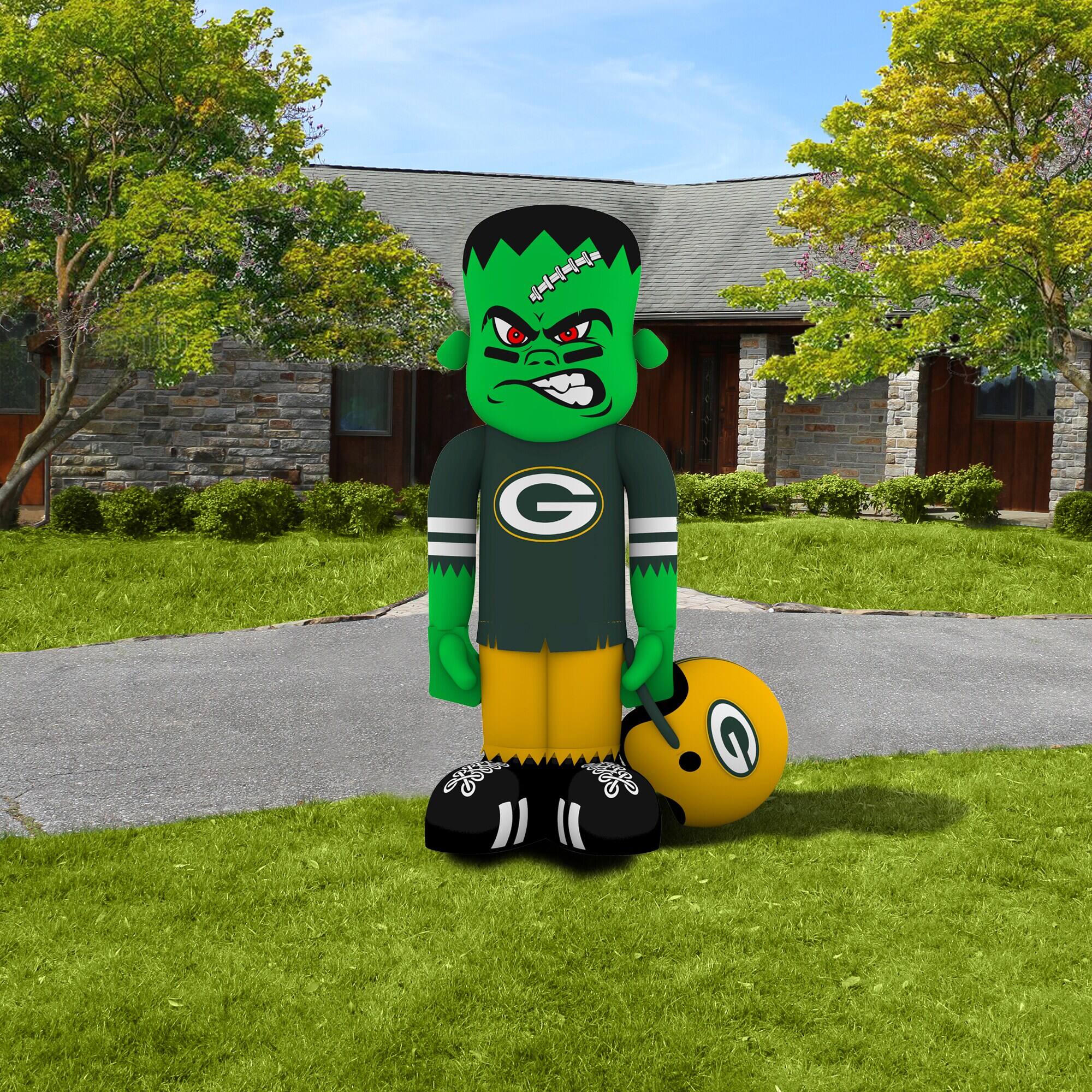 Alt View 3. Sporticulture - Green Bay Packers Halloween Lawn Inflatable Steinbacker - Multicolor.