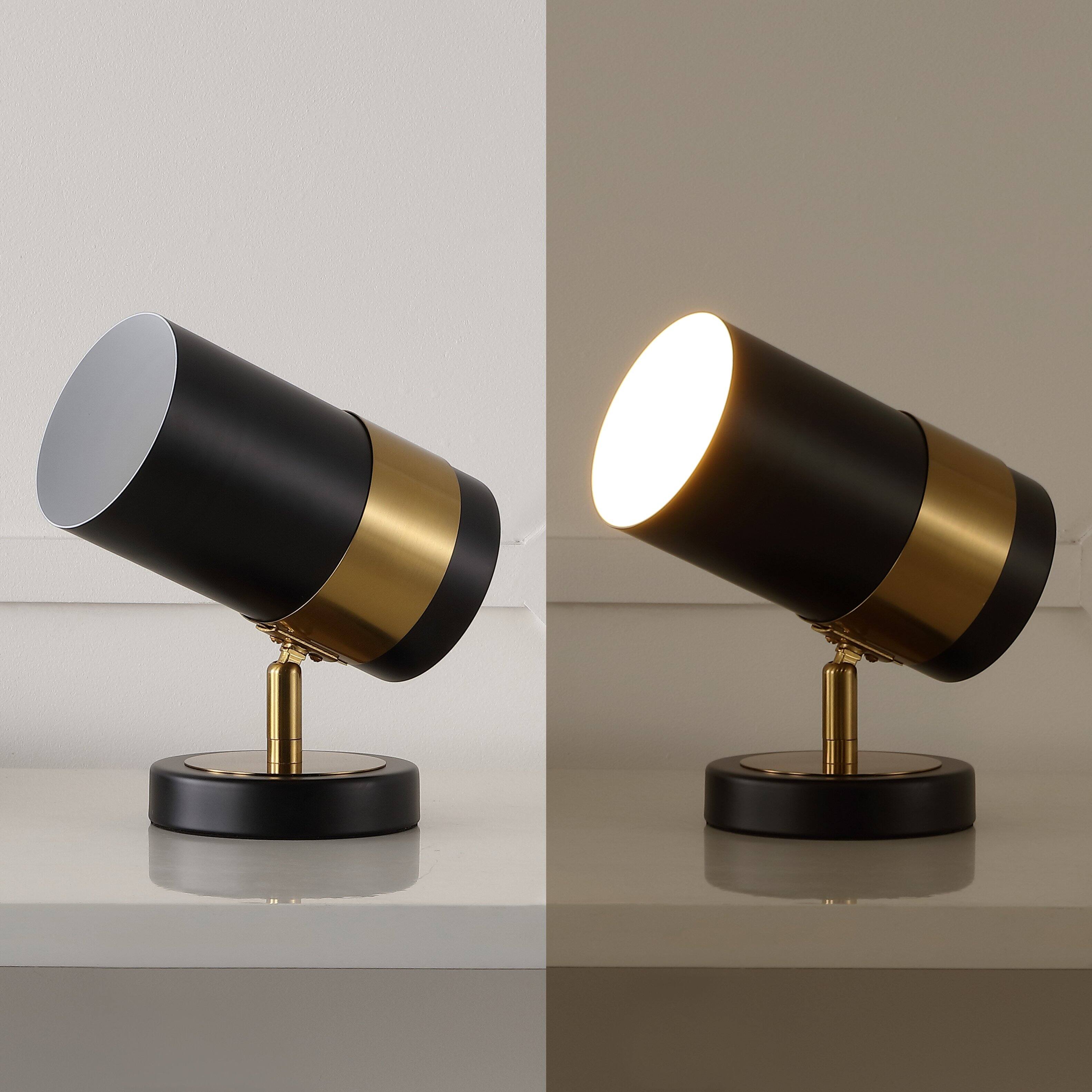 Alt View 4. Jonathan Y - Astra 9.25" Modern Industrial Adjustable Metal LED Floor Uplight Spotlight, Black/Brass Gold - Black/Brass Gold.