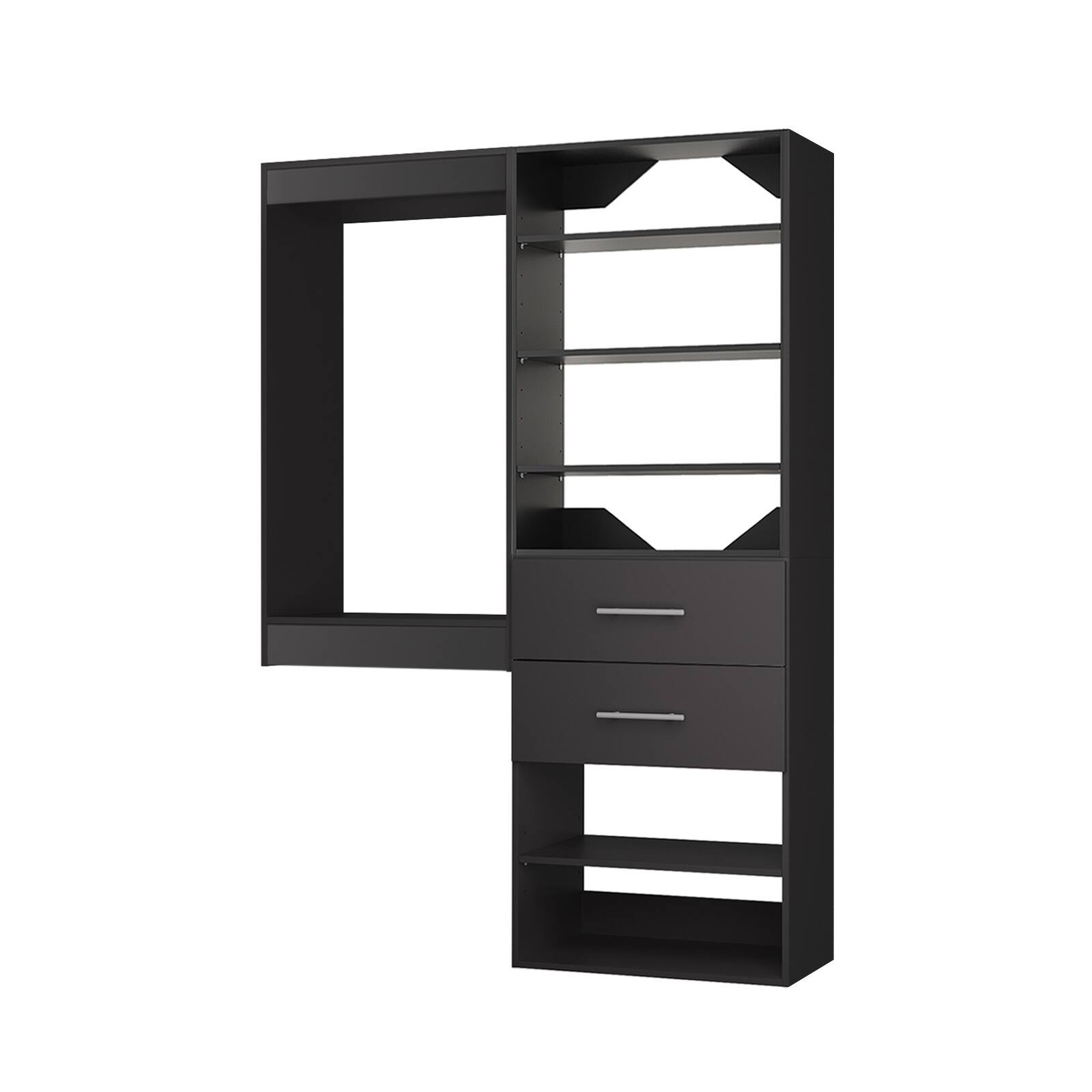 Alt View 3. Roomtec - Roomtec 64 in Black Modular Closet System Unit-Customizable Wall Mounted Walk-In Closets for Bedroom or Walk-in Closet - Black.