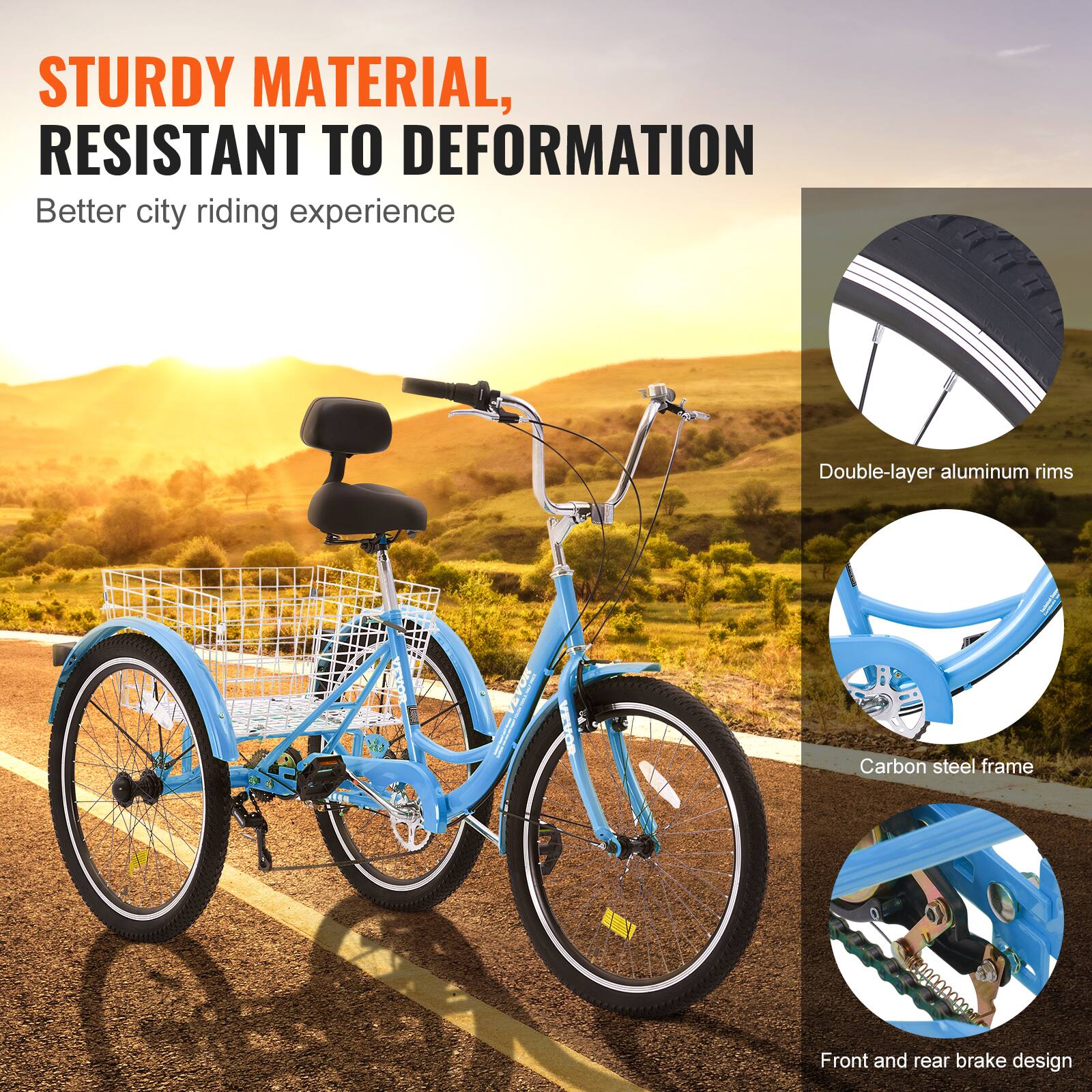 STURDY MATERIAL, RESISTANT TO DEFORMATION

Better city riding experience

Double-layer aluminum rims
Carbon steel frame
Front and rear brake design