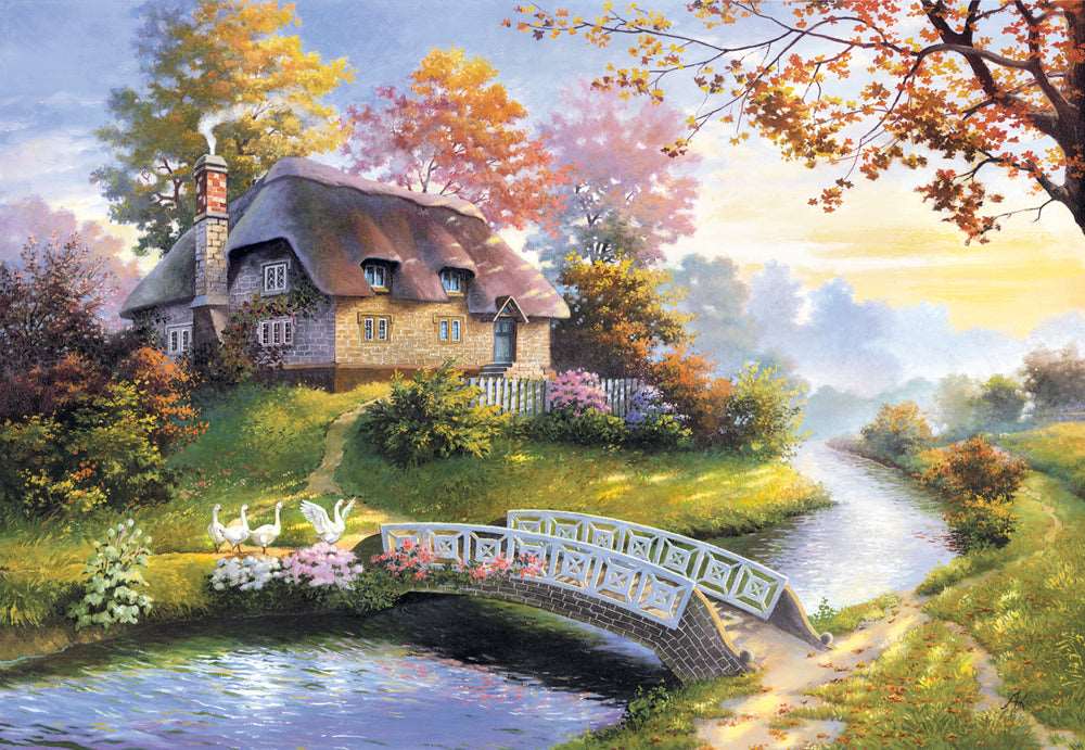 Angle. Castorland - CASTORLAND 1500 Piece Jigsaw Puzzles, Cottage, Charming Nook, Pond, Countryside, Adult Puzzles, Castorland C-150359-2 - Red.