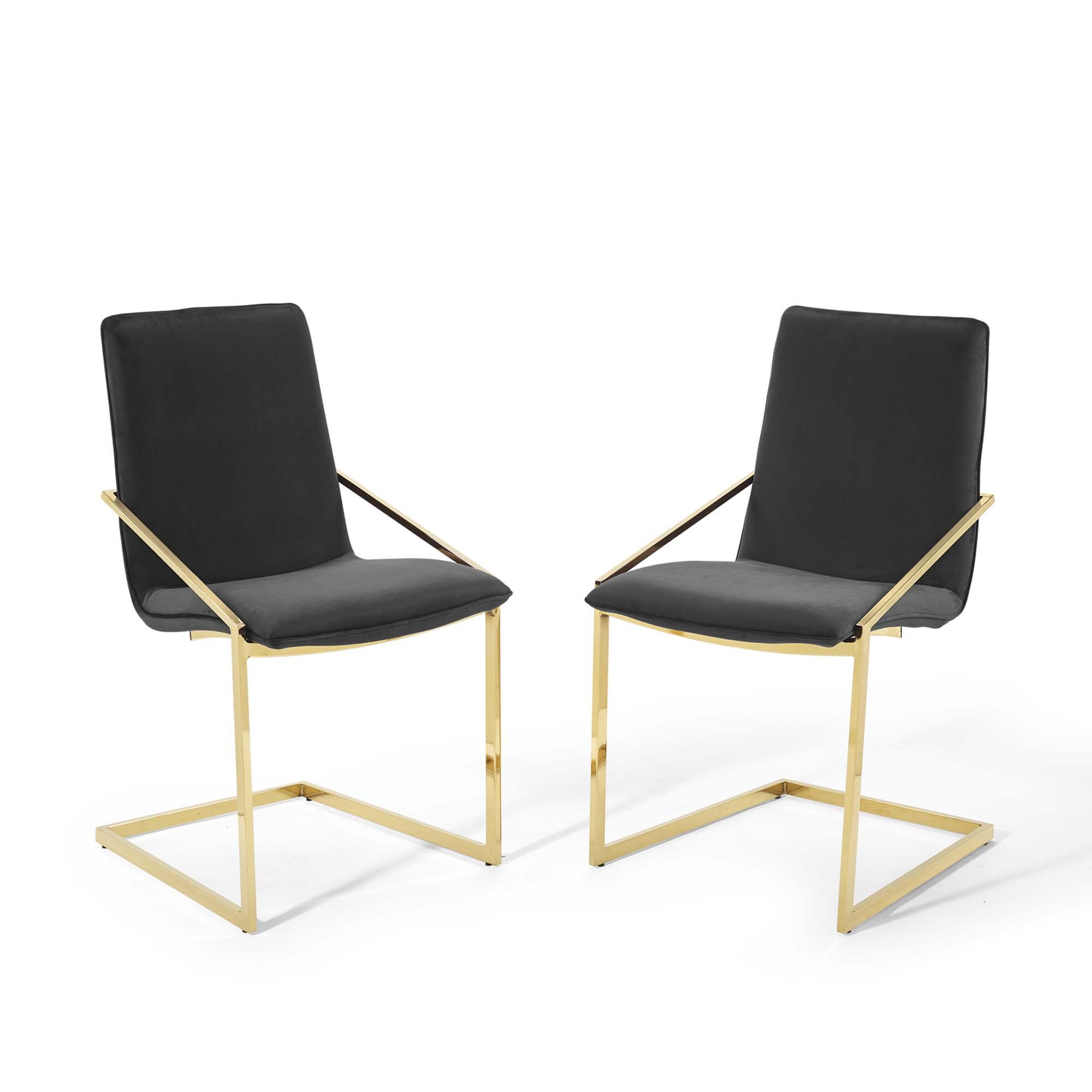 Angle. Modway - Pitch Performance Velvet Dining Armchair Set of 2 by Modway - Gold Black.