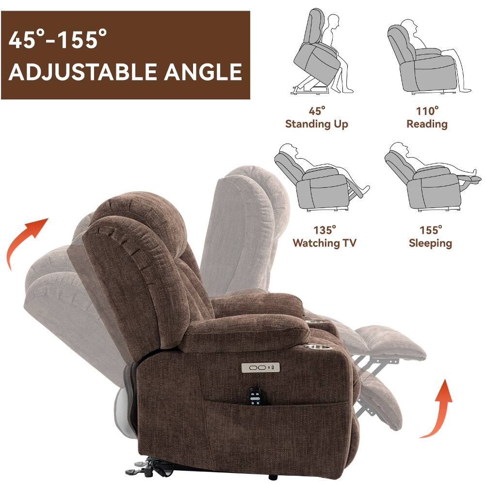 45°-155° ADJUSTABLE ANGLE

45° Standing Up
110° Reading
135° Watching TV
155° Sleeping