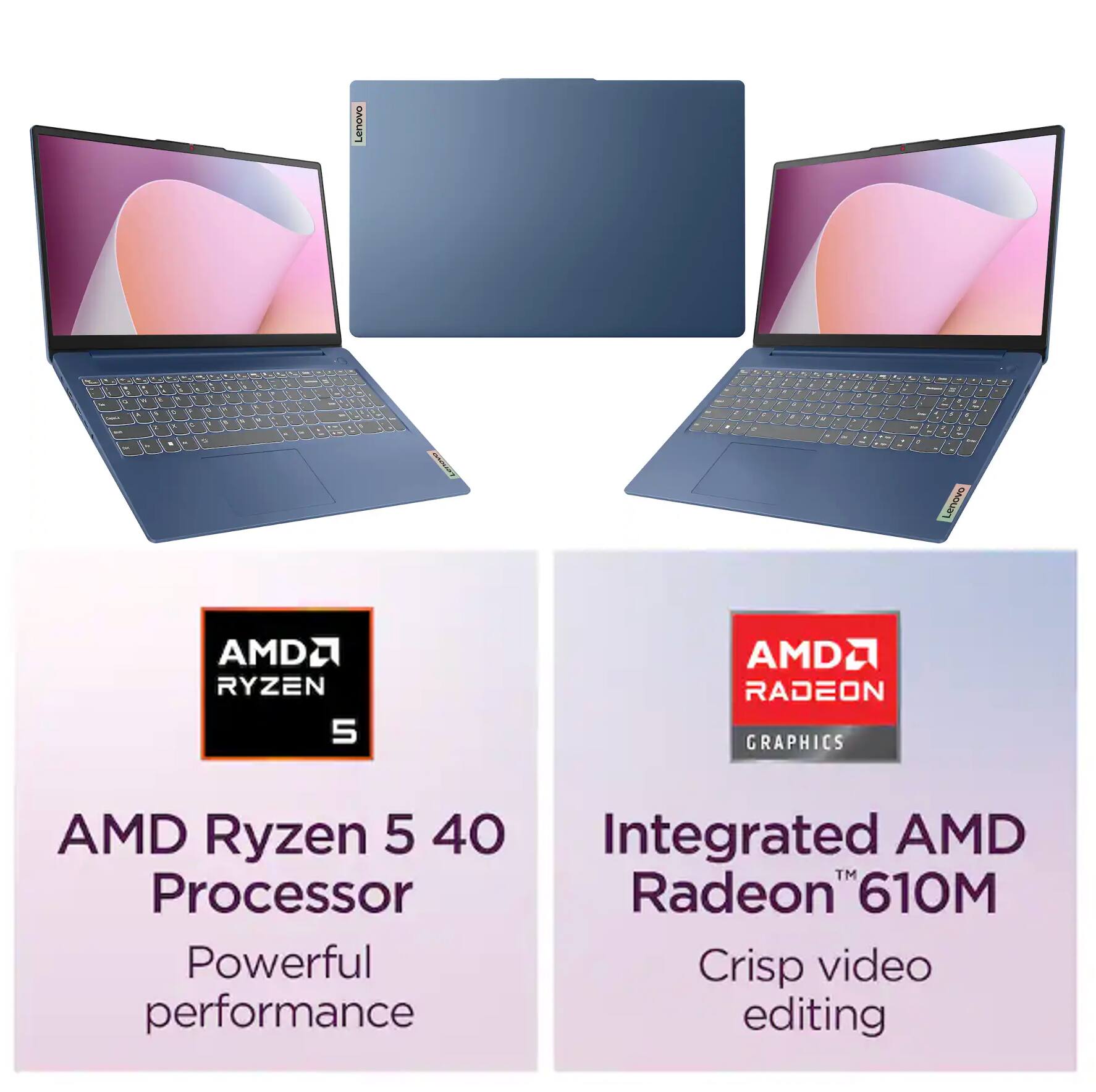 Lenovo - AMD Ryzen 5 40 Integrated AMD Radeon™ 610M Powerful Crisp video performance editing