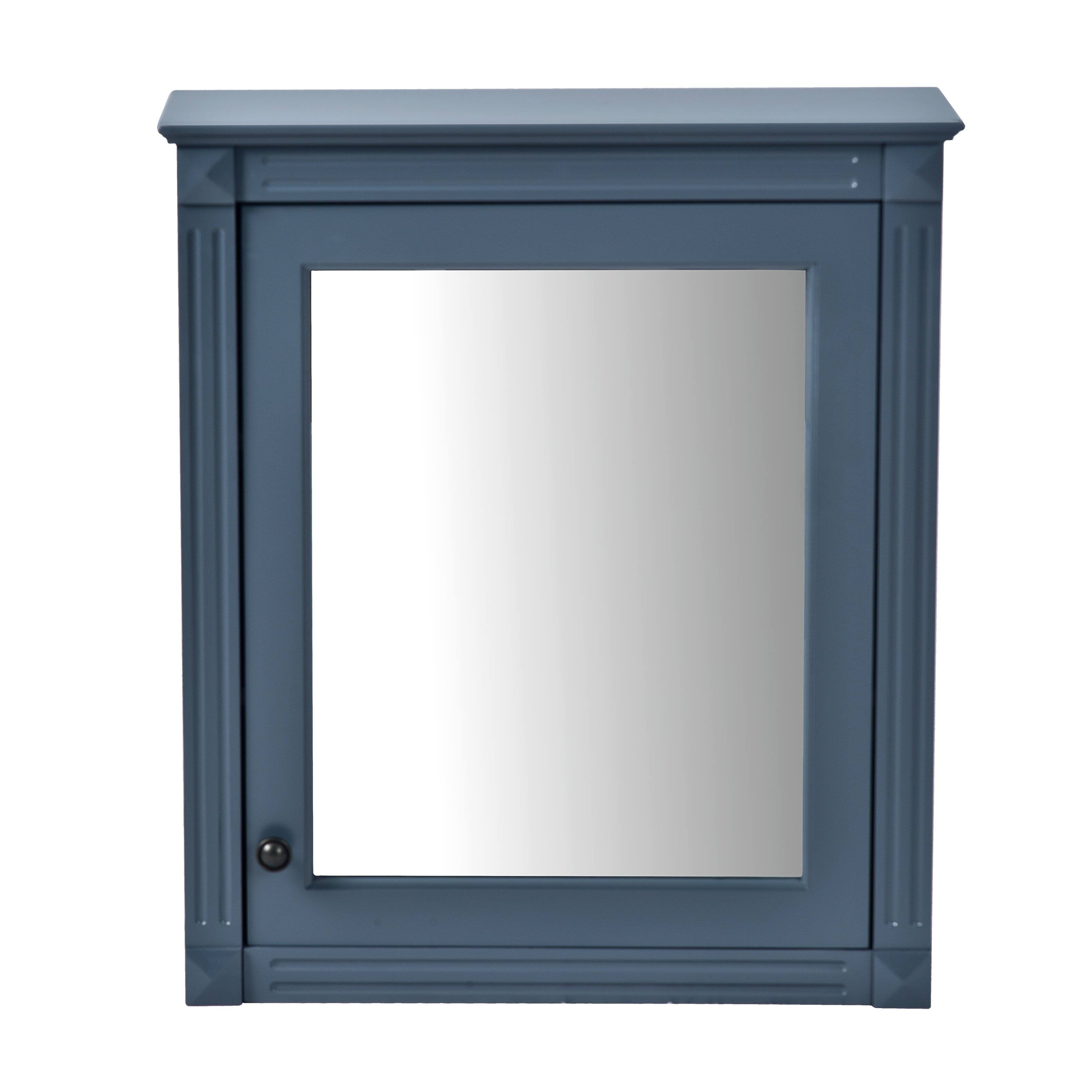 Alt View 3. Z-Edge - 24'' x 27'' Wall Mounted Bathroom Storage Cabinet with Mirror, Medicine Cabinet with Height Adjustable Shelf - Blue.