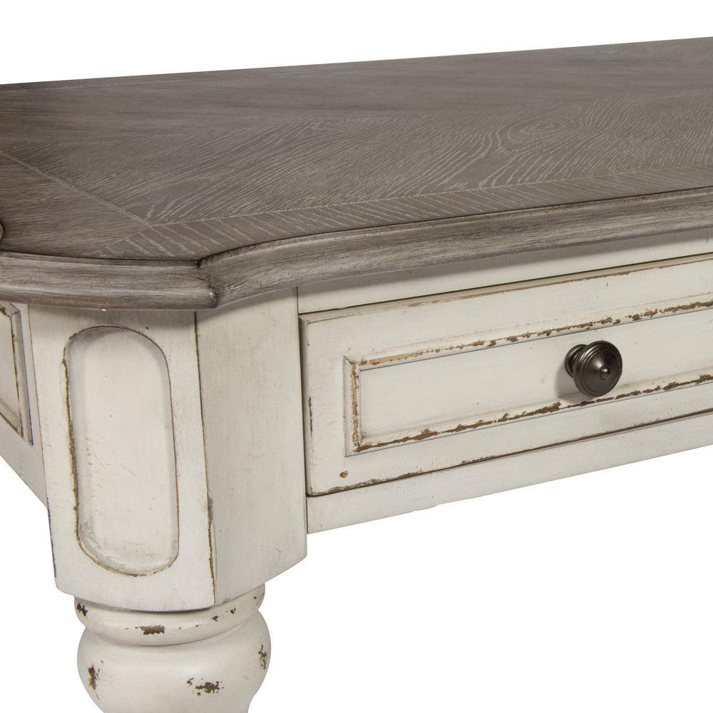 Left. Liberty Furniture Industries - Magnolia Manor Writing Desk in Antique White - White.