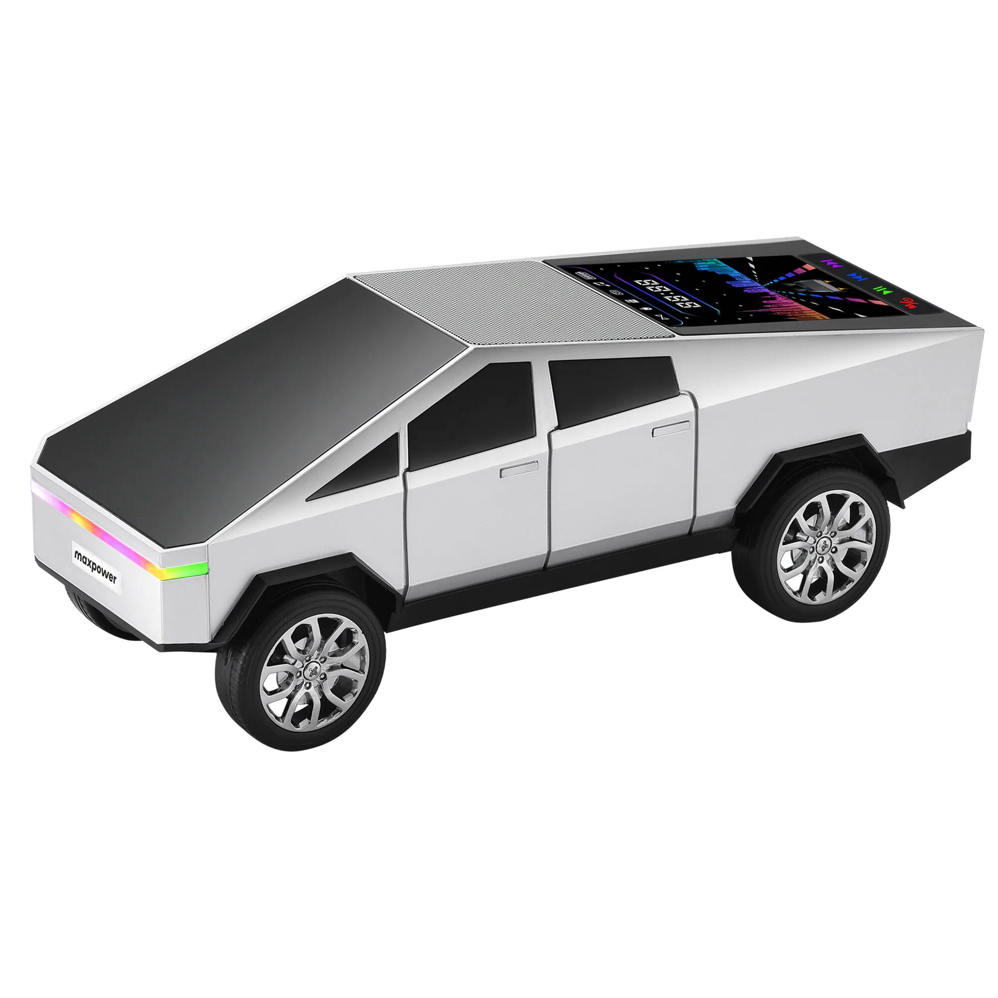 Alt View 6. Max Power - Max Power Cybertruck Wireless Bluetooth Speaker with Front LED Lights, Silver.